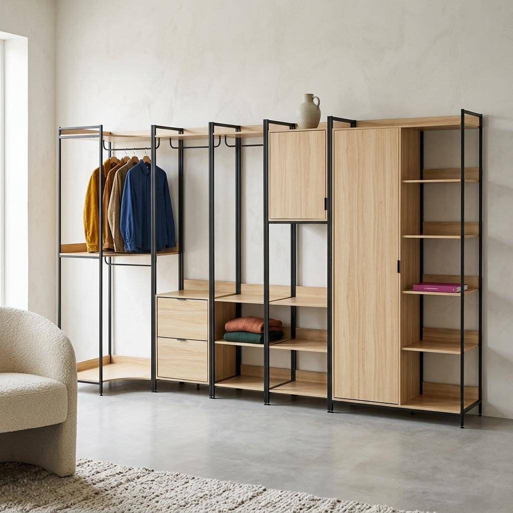 Armario modular con 5 elementos Negro - 360x48x190 cm,sweeek,Photo1