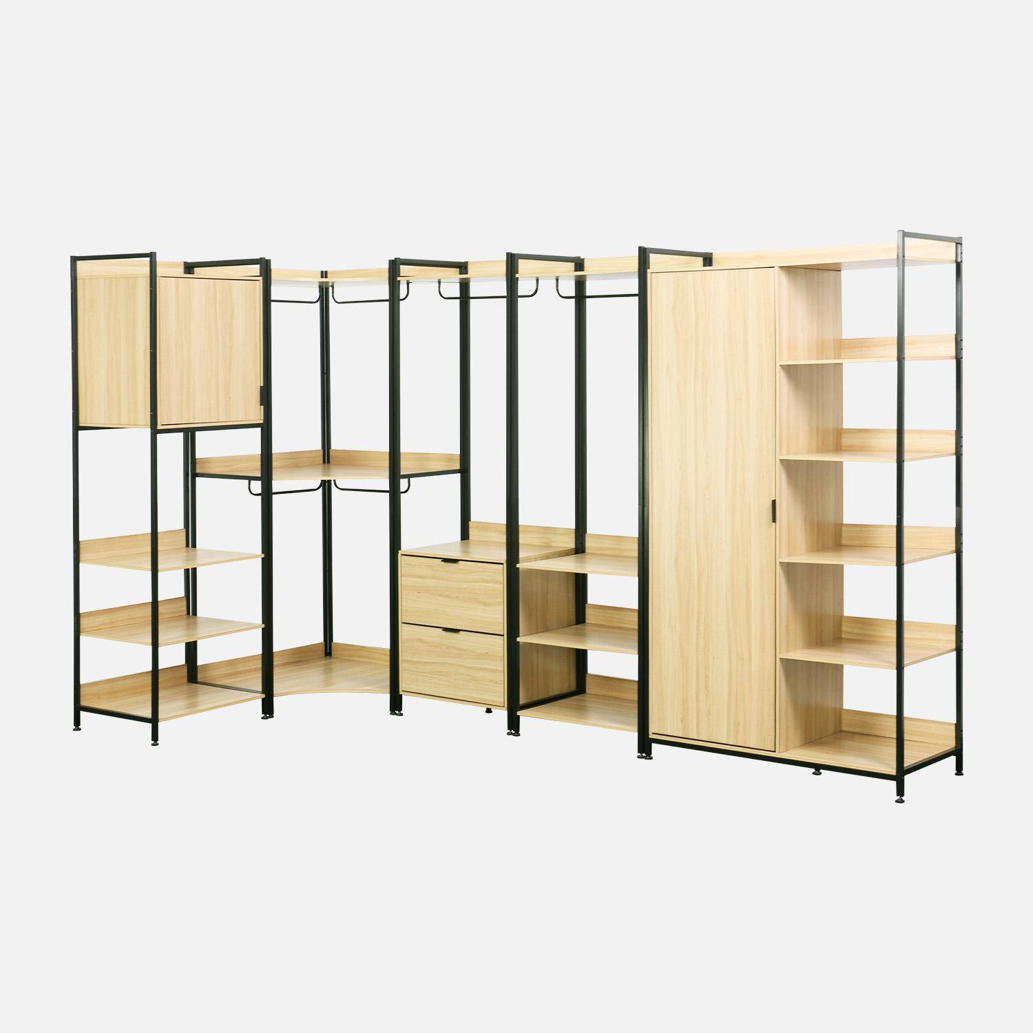 Kit de vestidor modular con 5 elementos, Clever, Negro, 360x48x190 cm Photo2