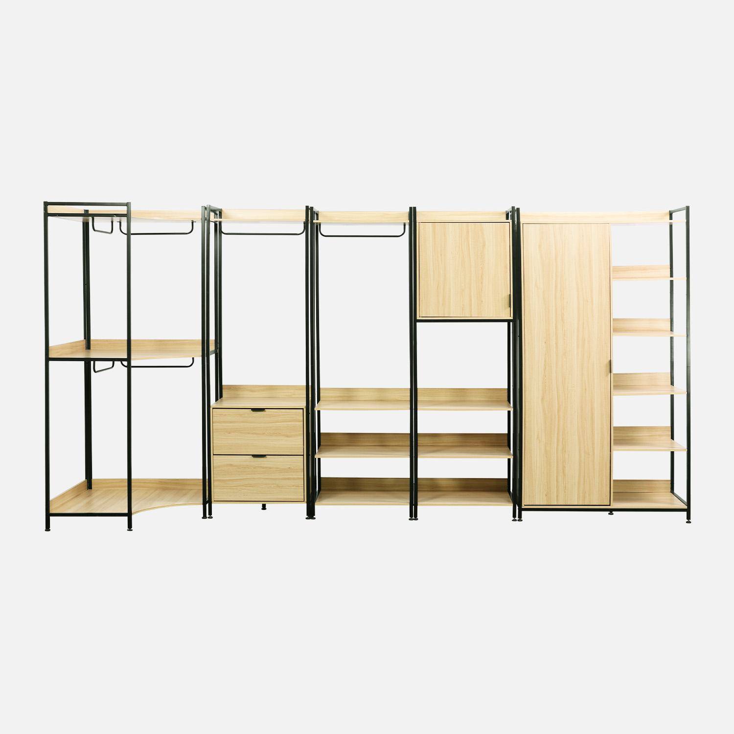 Kit de vestidor modular con 5 elementos, Clever, Negro, 360x48x190 cm Photo3
