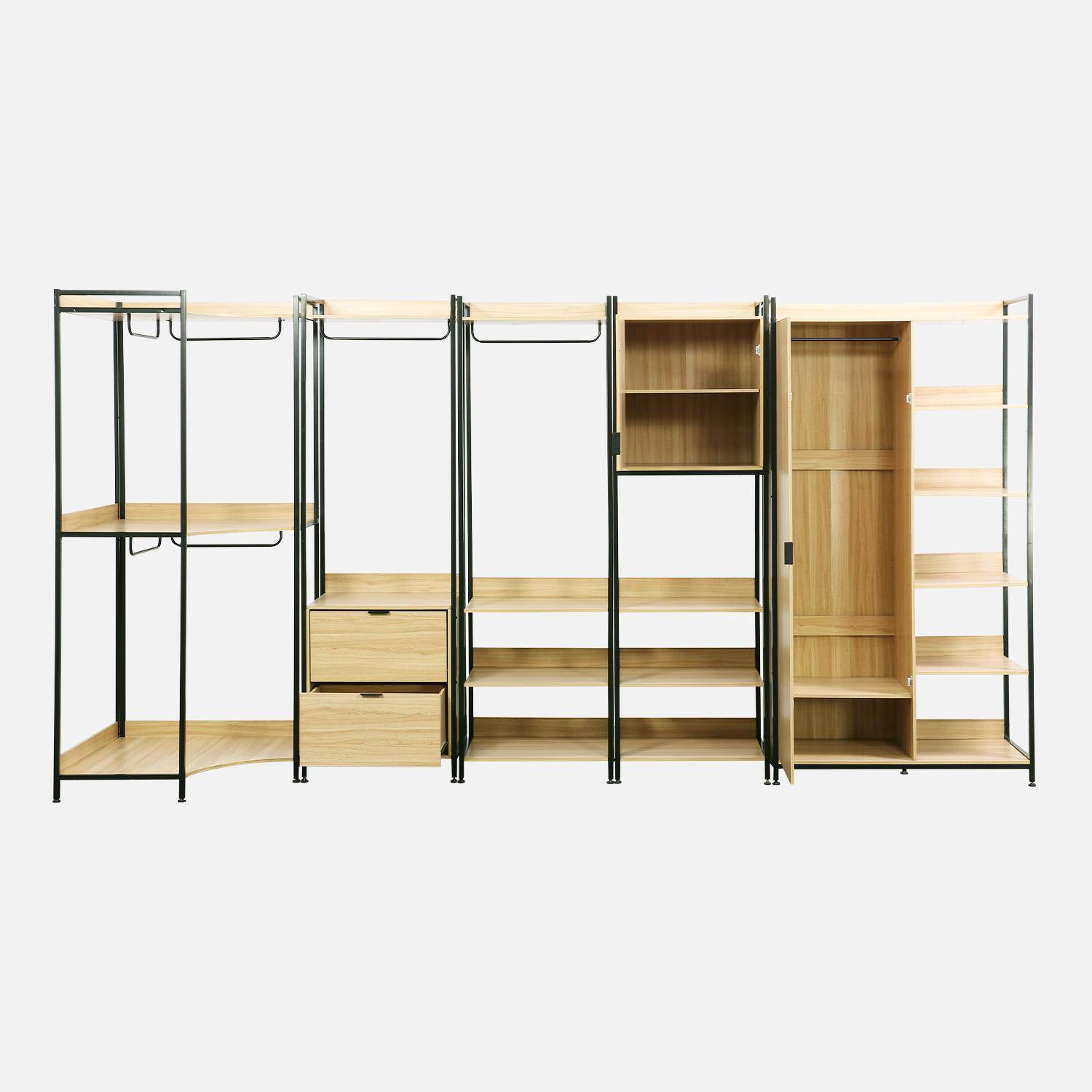Kit de vestidor modular con 5 elementos, Clever, Negro, 360x48x190 cm,sweeek,Photo4