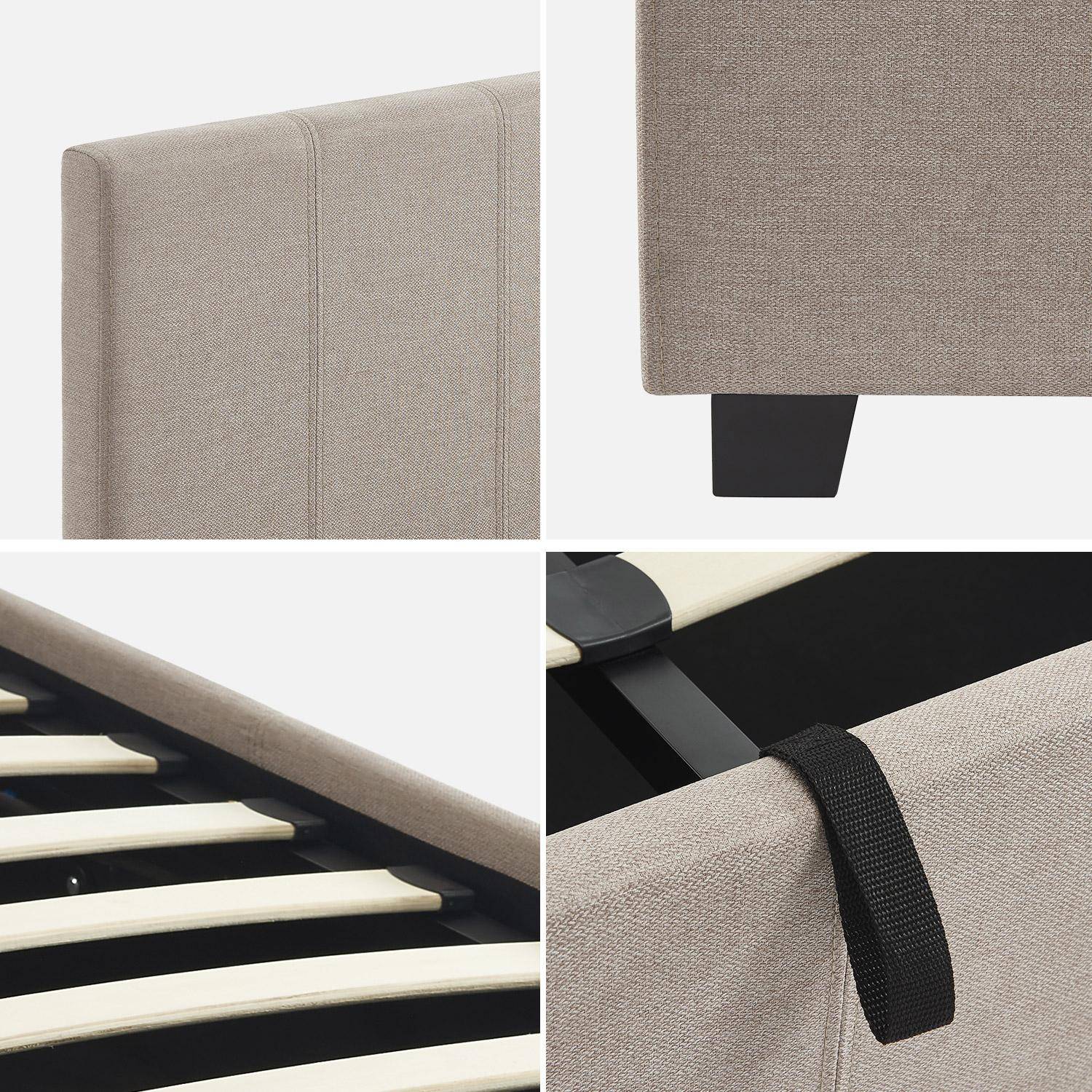 Boxbett mit Lattenrost und Kopfteil, Stoffbezug in beige, B 202 x T 148 x H 86cm - Avalon Photo4