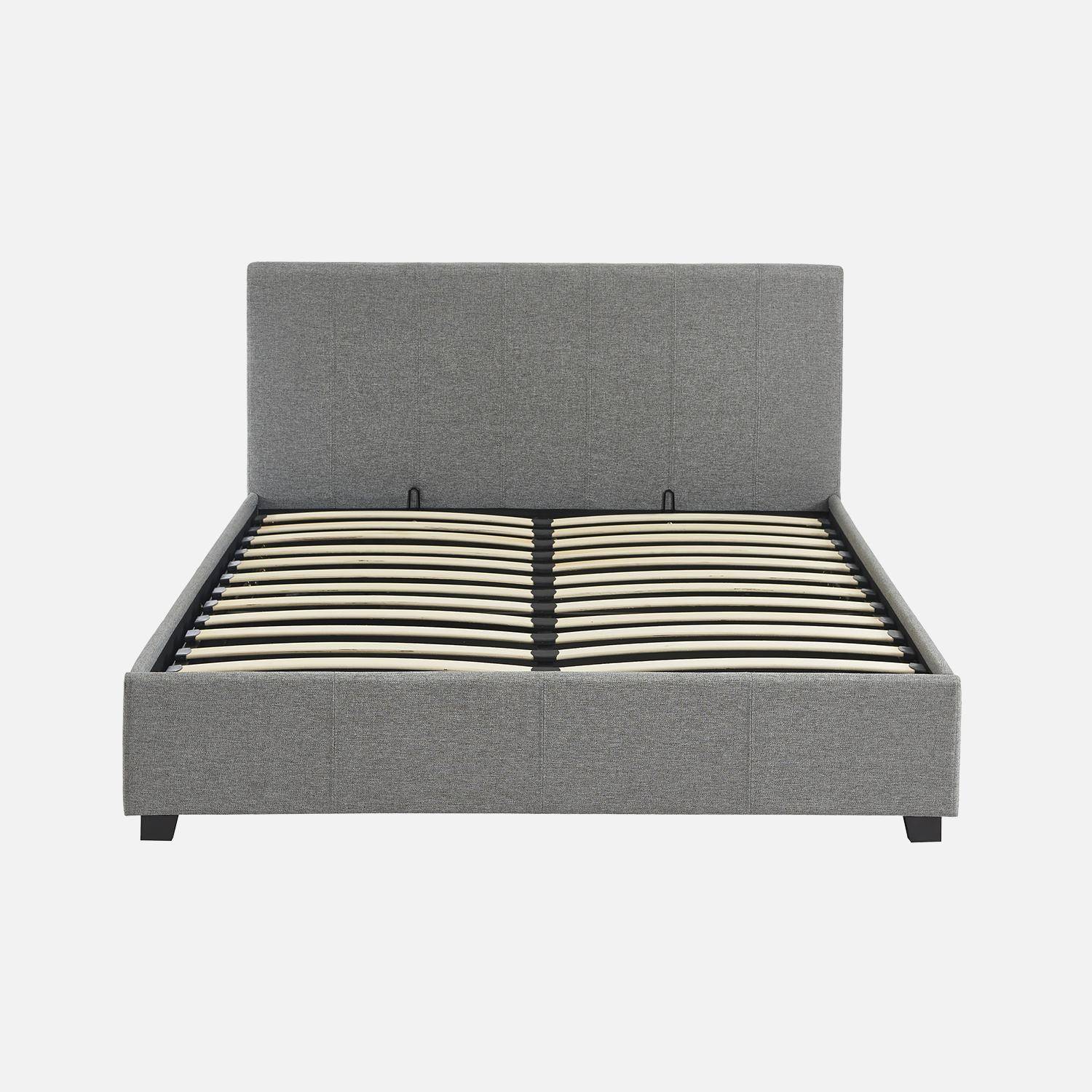 Bed met lattenbodem en hoofdeinde, afgewerkt met lichtgrijze stof, B 202 x D 148 x H 86cm Photo3