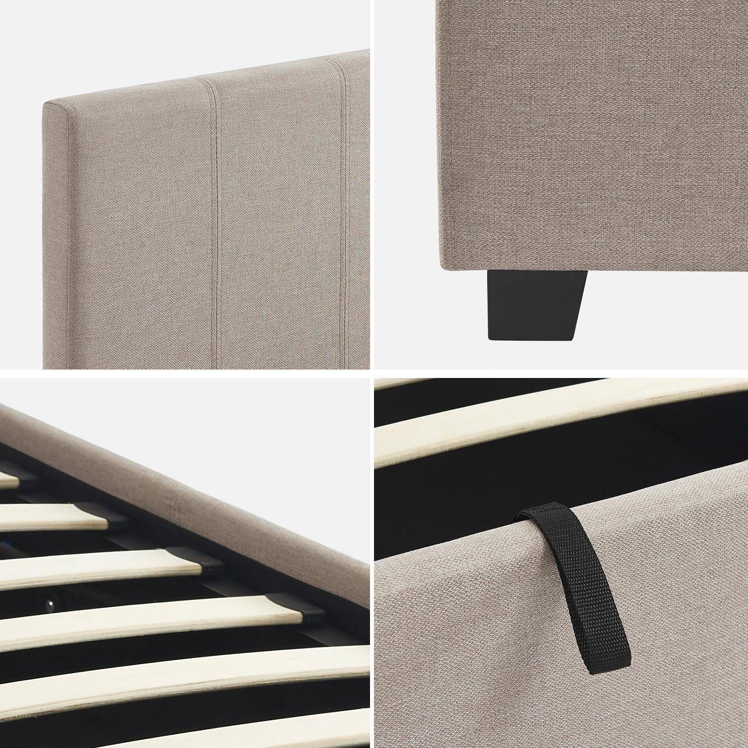 Bed met lattenbodem en hoofdeinde, afgewerkt met beige stof, B 202 x D 97,5 x H 86cm,sweeek,Photo5