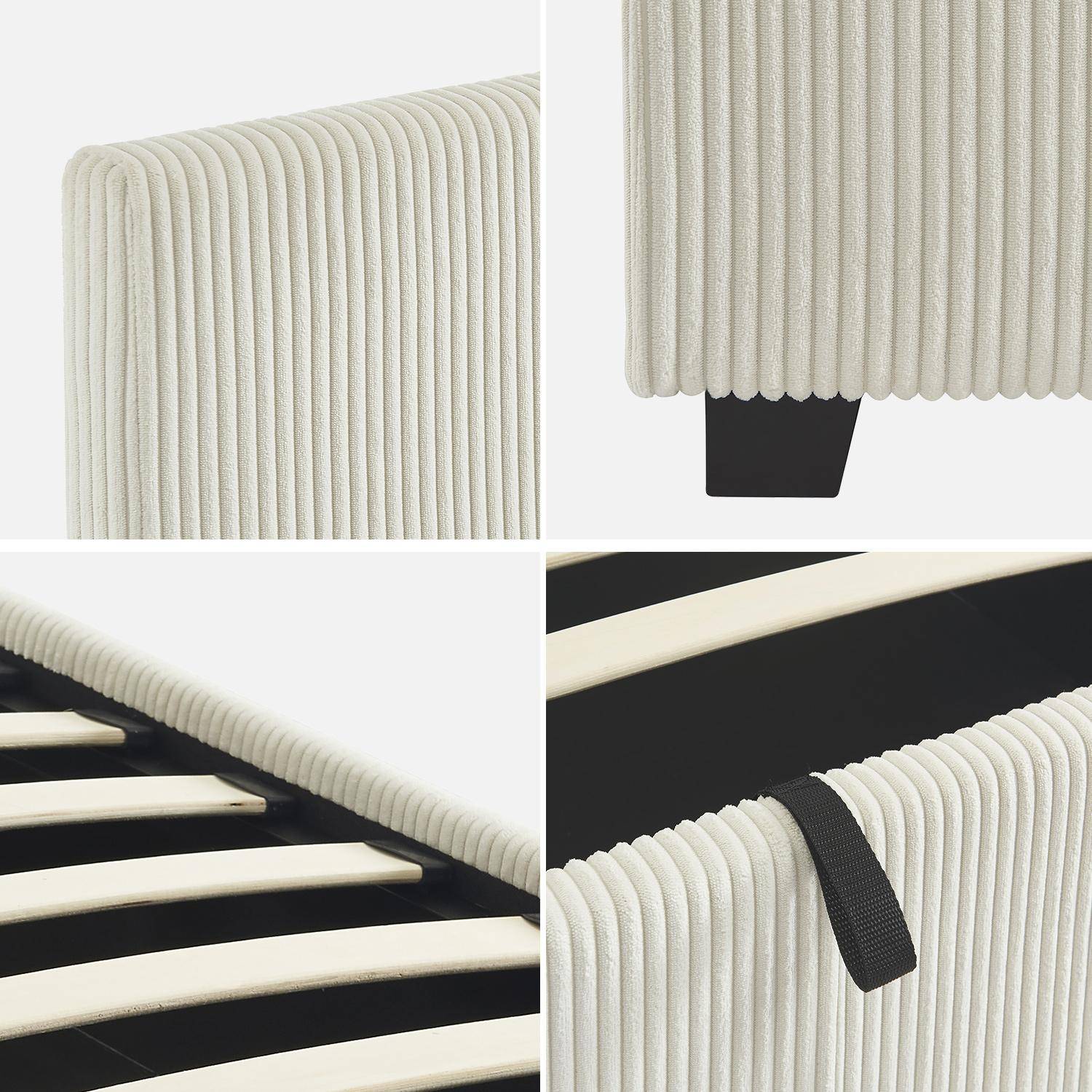 Bed met lattenbodem en hoofdeinde, afwerking wit corduroy, B 202 x D 97,5 x H 86cm,sweeek,Photo5