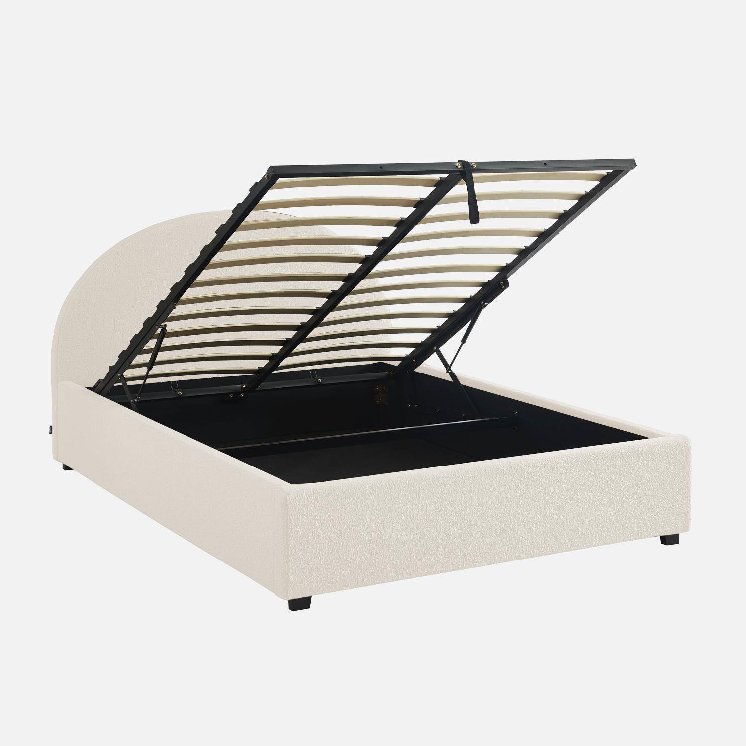 Boxbett mit Lattenrost und Kopfteil, Bouclé, weiß, B 206 x T 153,5 x H 102cm - Cameron Photo1