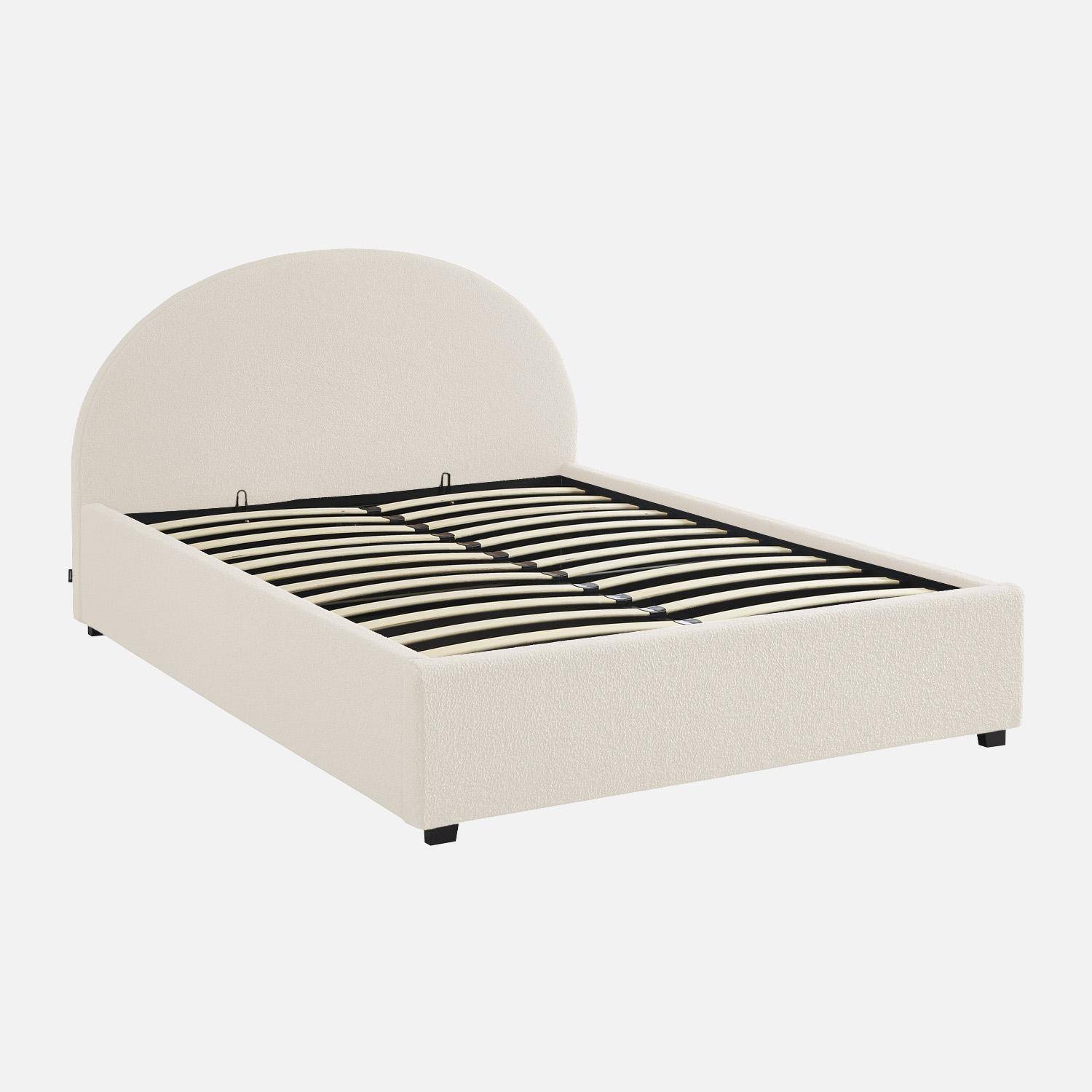 Boxbett mit Lattenrost und Kopfteil, Bouclé, weiß, B 206 x T 153,5 x H 102cm - Cameron Photo2