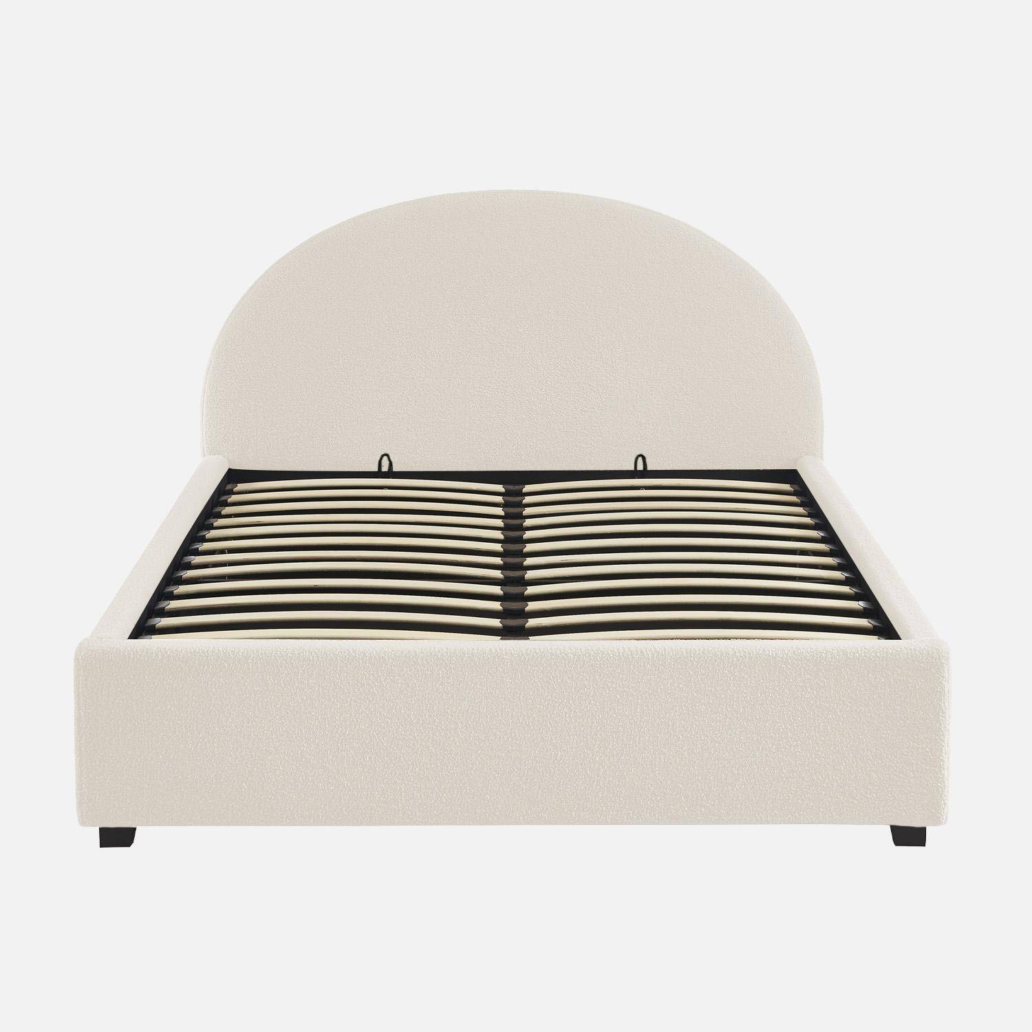 Boxbett mit Lattenrost und Kopfteil, Bouclé, weiß, B 206 x T 153,5 x H 102cm - Cameron Photo3