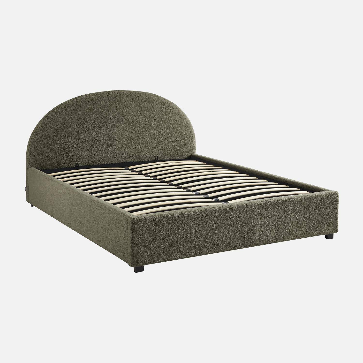 Bed met lattenbodem en hoofdeinde, bouclé, kaki, B216.5 x D174 x H102cm Photo2