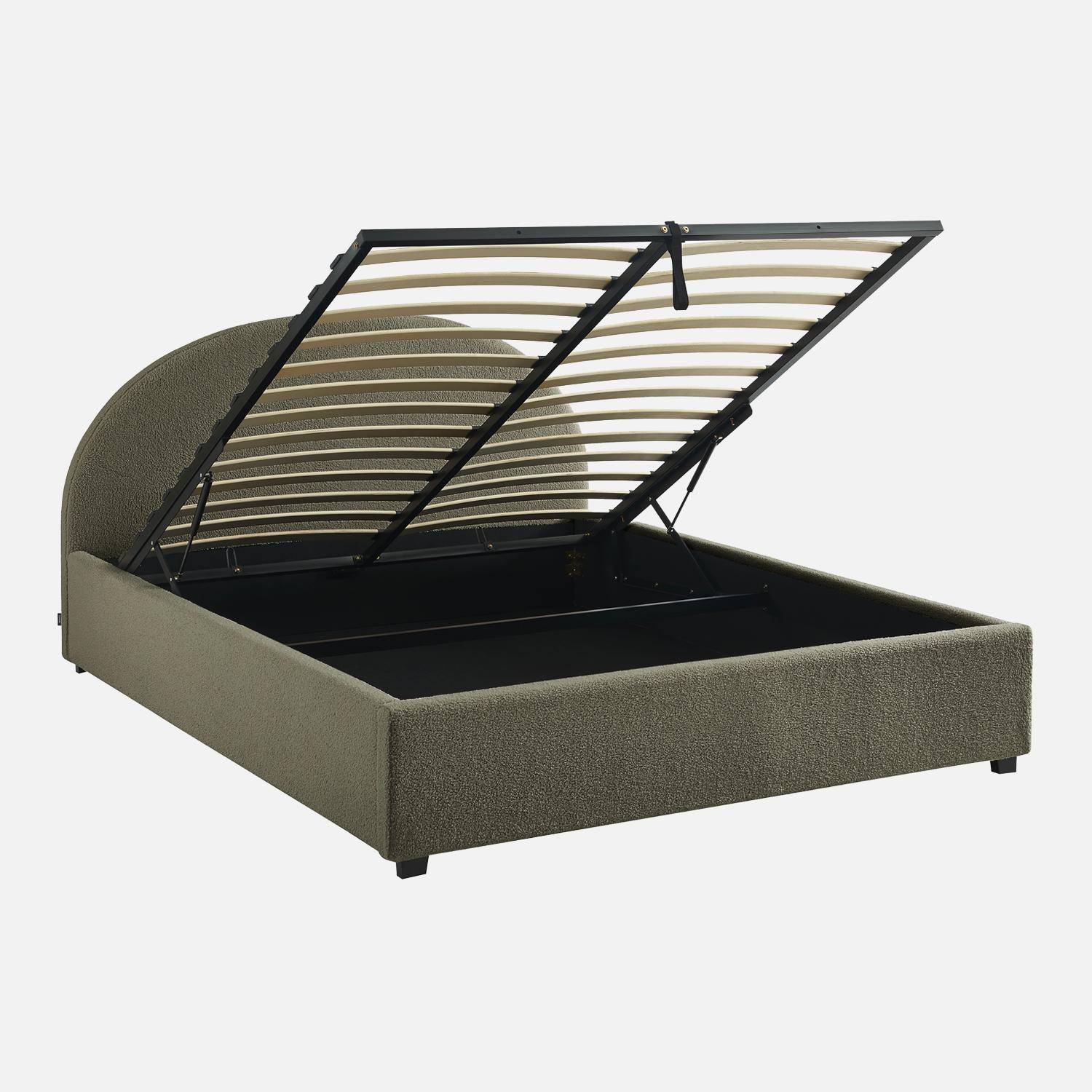 Bed met lattenbodem en hoofdeinde, bouclé, kaki, B216.5 x D174 x H102cm Photo1