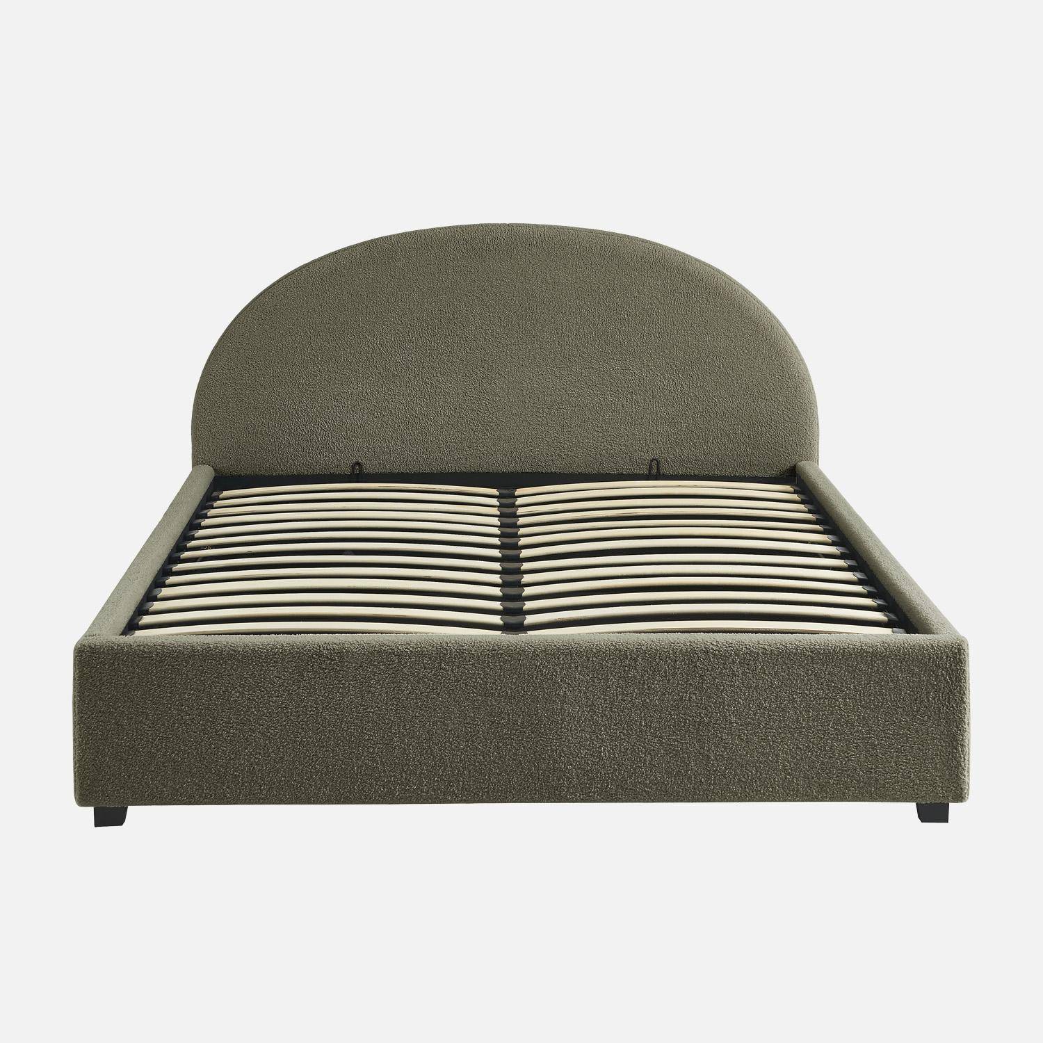 Bed met lattenbodem en hoofdeinde, bouclé, kaki, B216.5 x D174 x H102cm Photo3