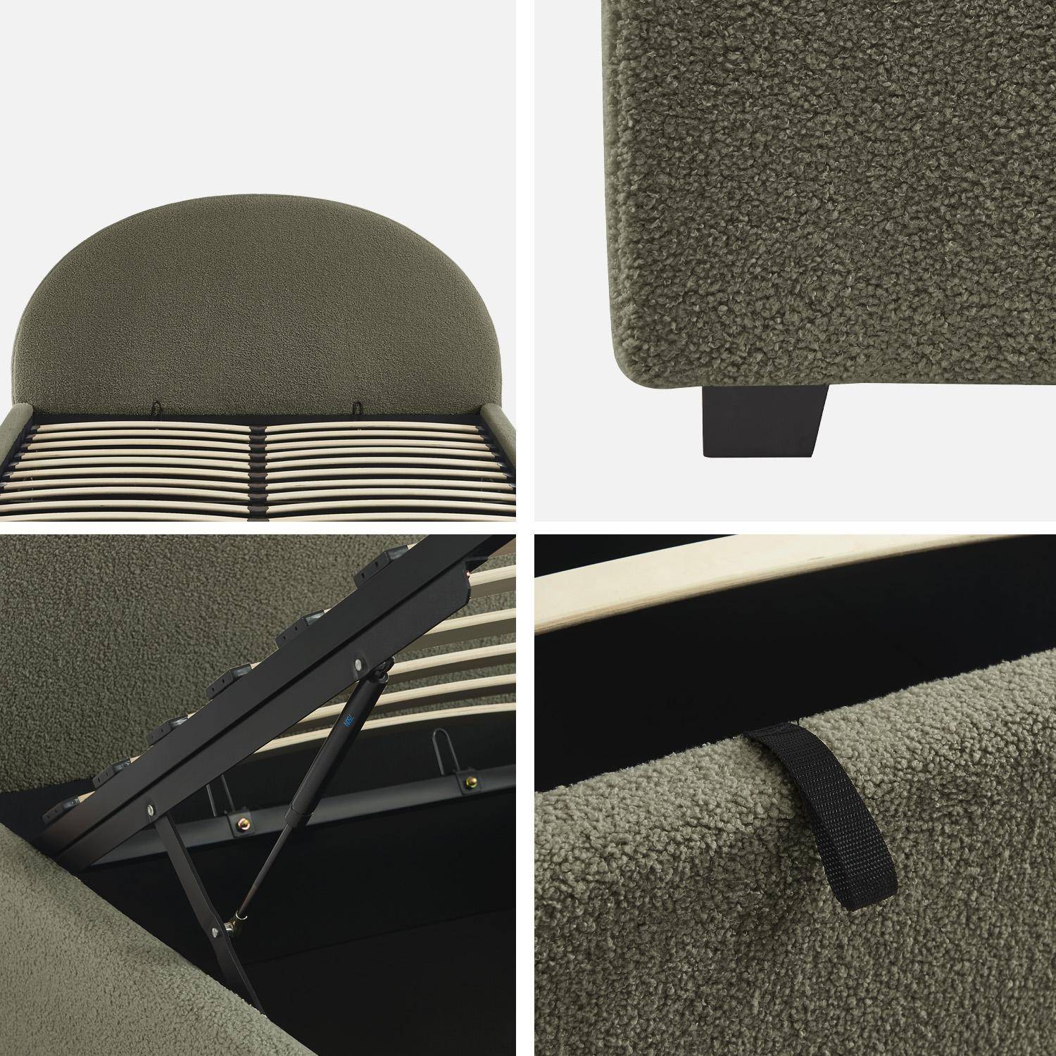 Bed met lattenbodem en hoofdeinde, bouclé, kaki, B216.5 x D174 x H102cm Photo4