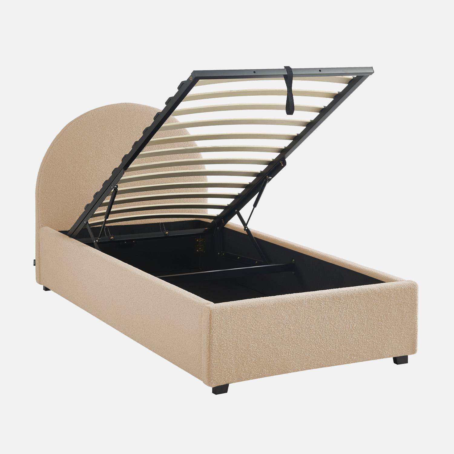 Bed met lattenbodem en hoofdeinde, bouclé afwerking, nude, B 206 x D 104 x H 102cm,sweeek,Photo5