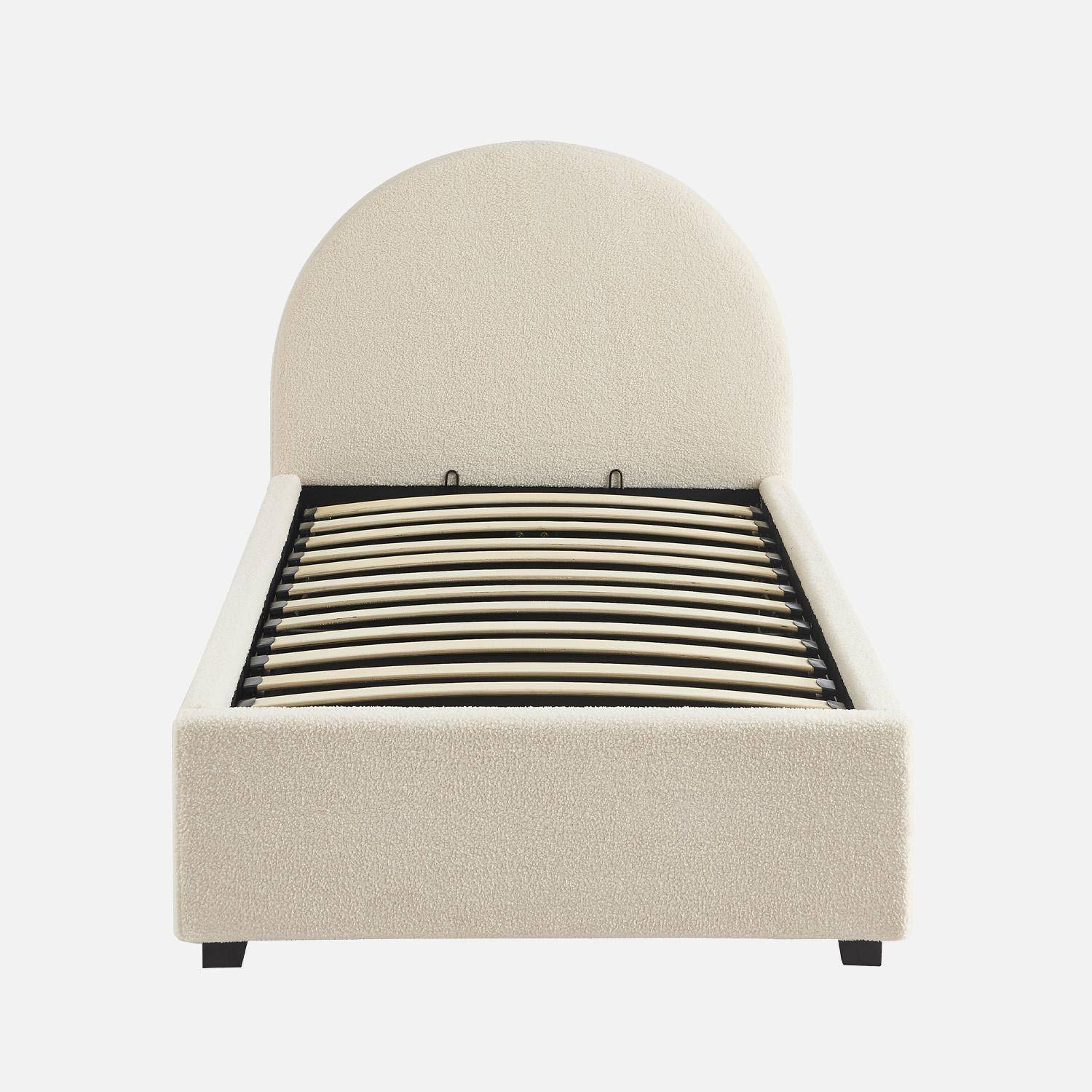 Boxbett mit Lattenrost und Kopfteil, Bouclé, weiß, B 206 x T 104 x H 102cm - Cameron Photo3
