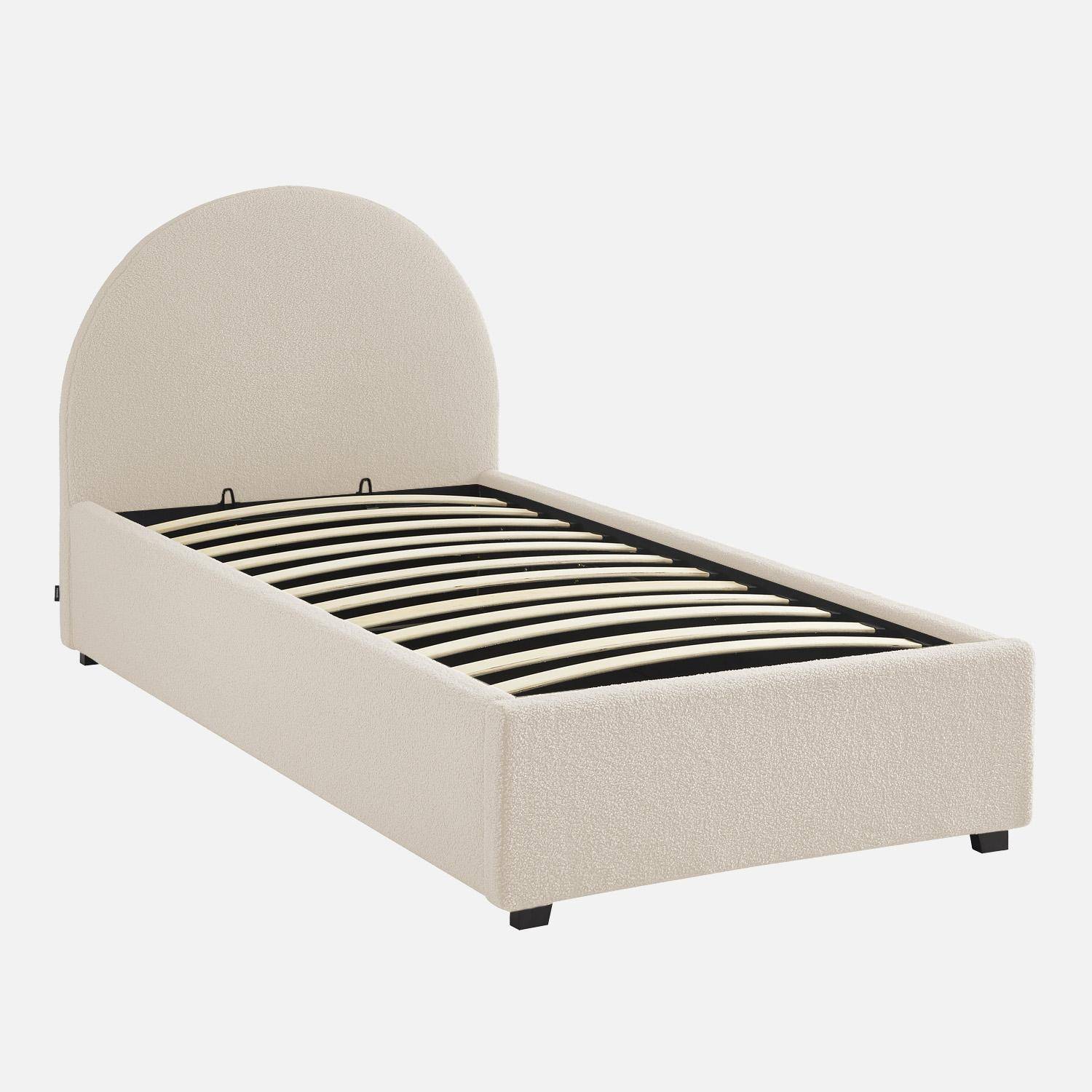 Boxbett mit Lattenrost und Kopfteil, Bouclé, weiß, B 206 x T 104 x H 102cm - Cameron Photo2