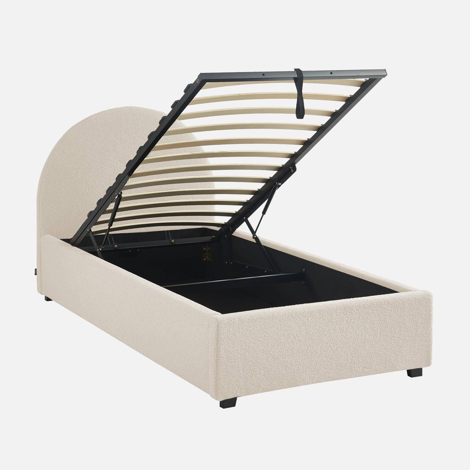 Boxbett mit Lattenrost und Kopfteil, Bouclé, weiß, B 206 x T 104 x H 102cm - Cameron Photo1
