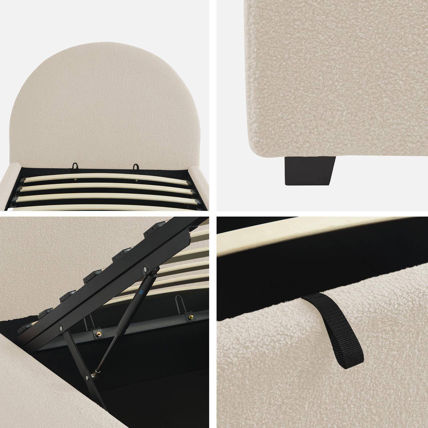 Boxbett mit Lattenrost und Kopfteil, Bouclé, weiß, B 206 x T 104 x H 102cm - Cameron,sweeek,Photo4