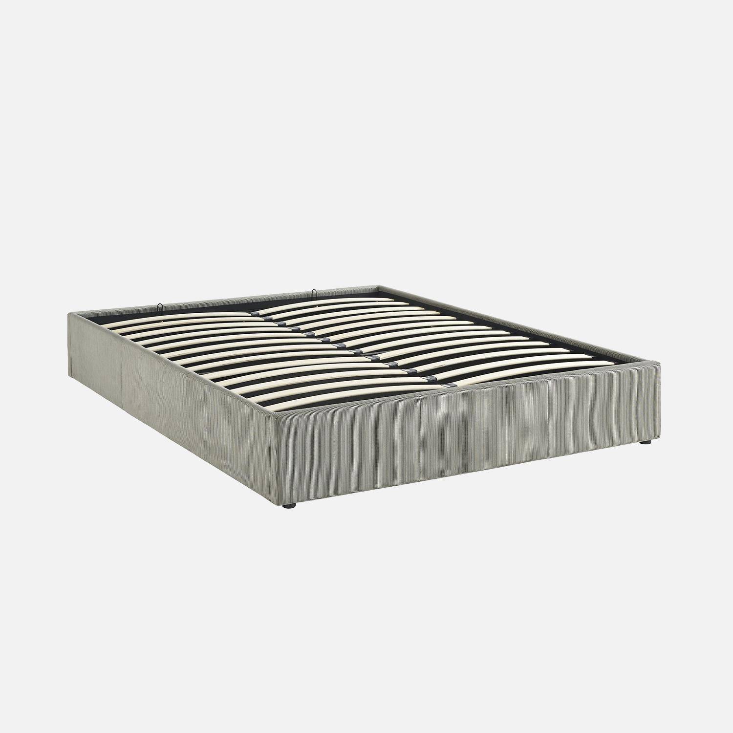 Bed met lattenbodem en hoofdeinde, afwerking grijs corduroy, B213 x D166,5 x H32cm Photo2