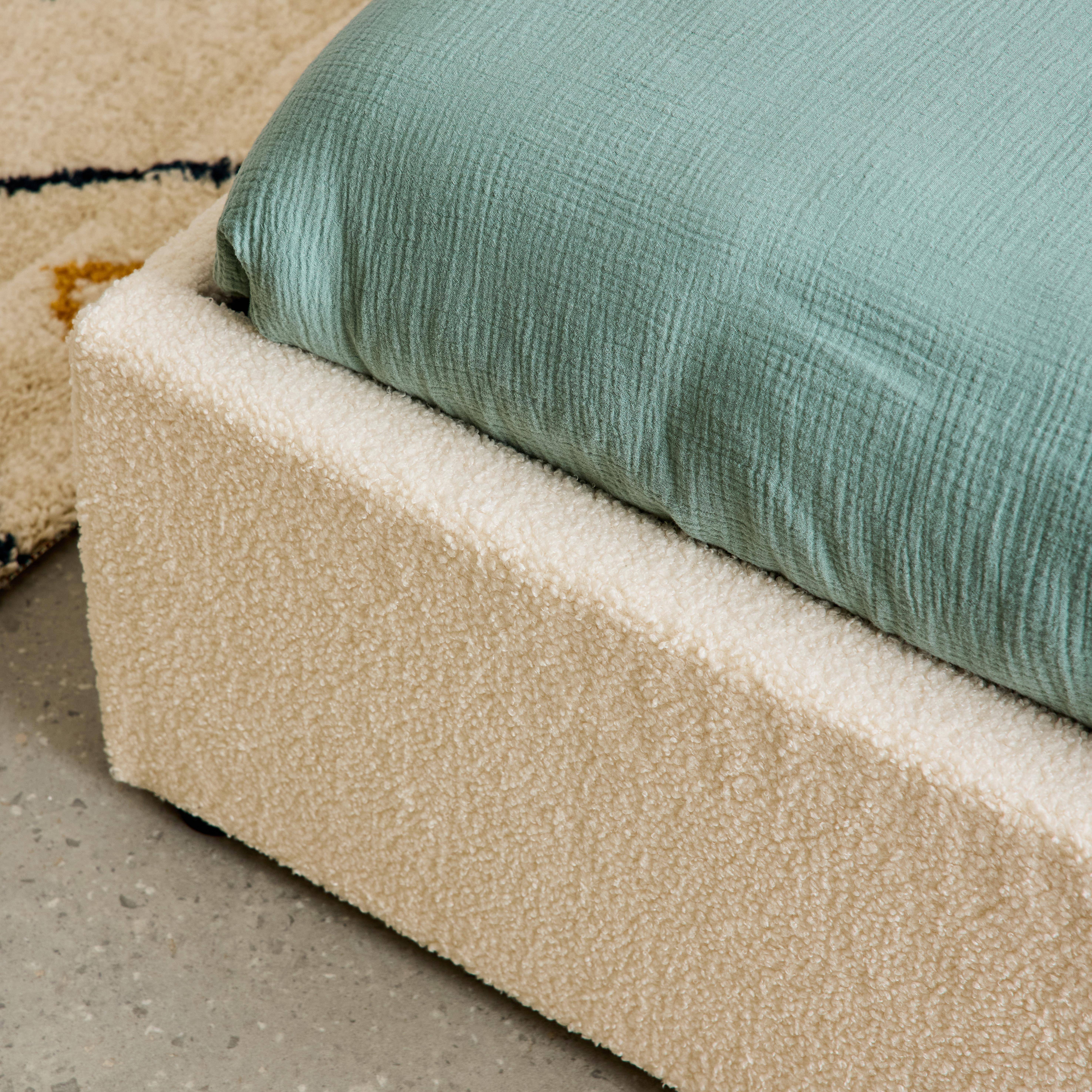 Lit coffre avec sommier à lattes, finition bouclette, blanc, L 203 x P 97 x H 32cm Photo5