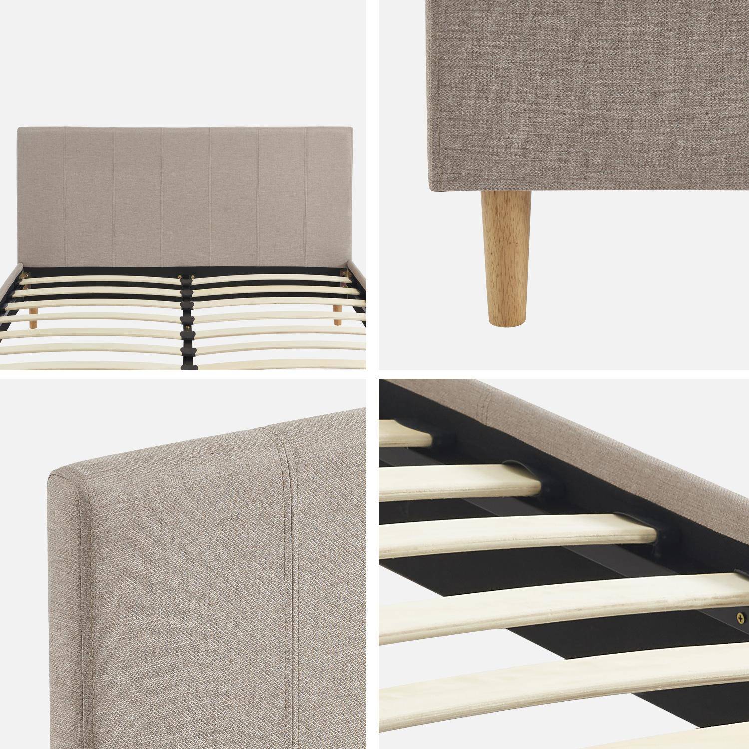 Letto Matrimoniale Imbottito Con Contenitore E Pistoni Idraulici, 140x190 Cm, Velluto Beige, Con Testiera, Senza Materasso