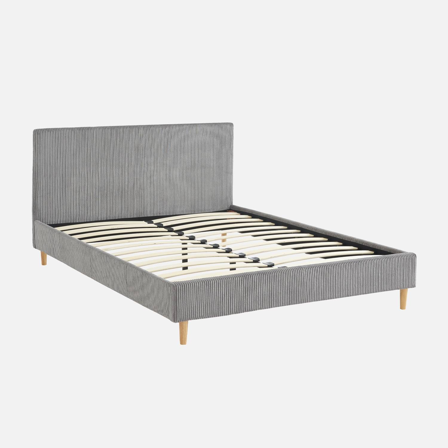 Bed met lattenbodem en hoofdeinde, grijs | sweeek