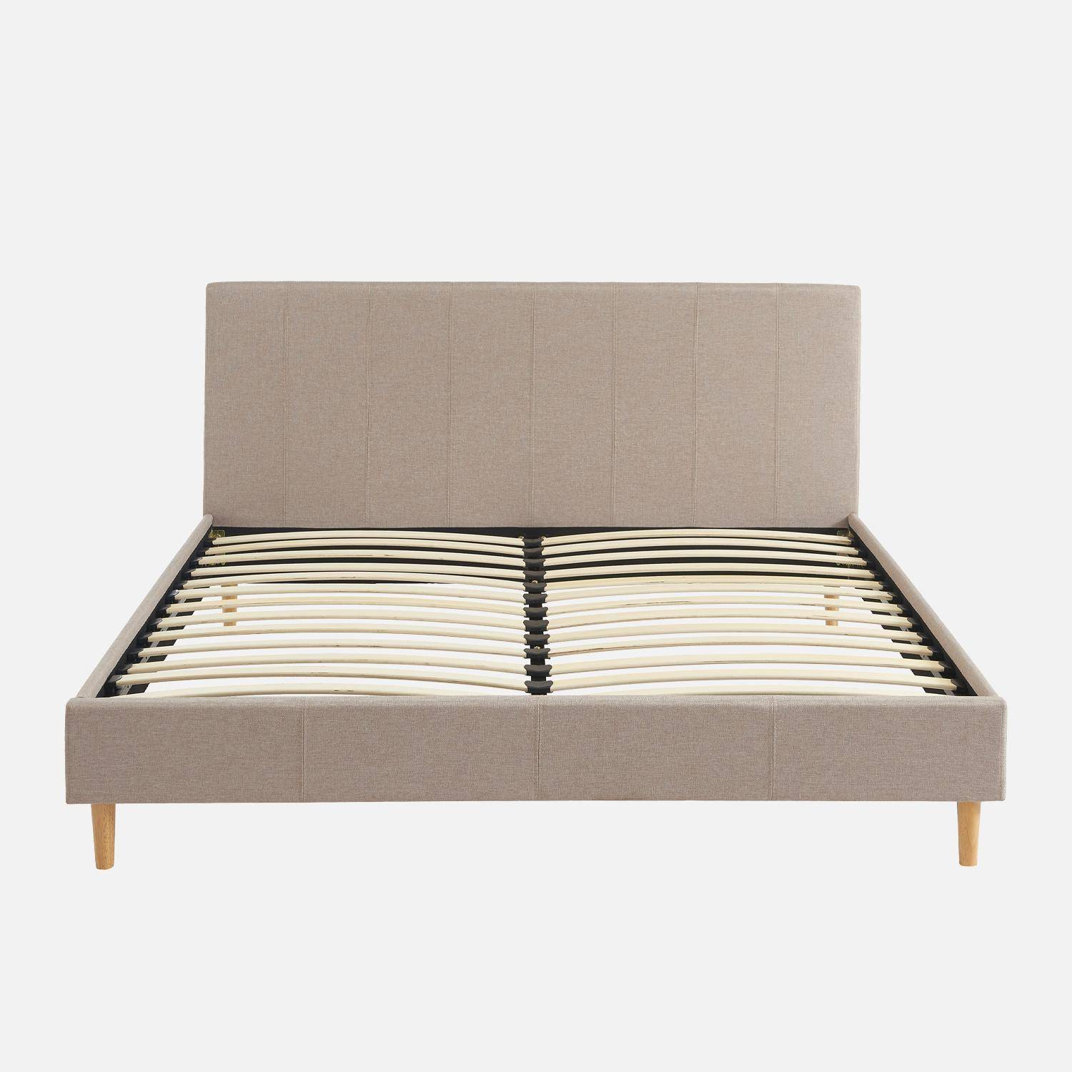 Bed met lattenbodem en hoofdeinde, afgewerkt met stof, beige B 211 x D 167,5 x H 89cm Photo2