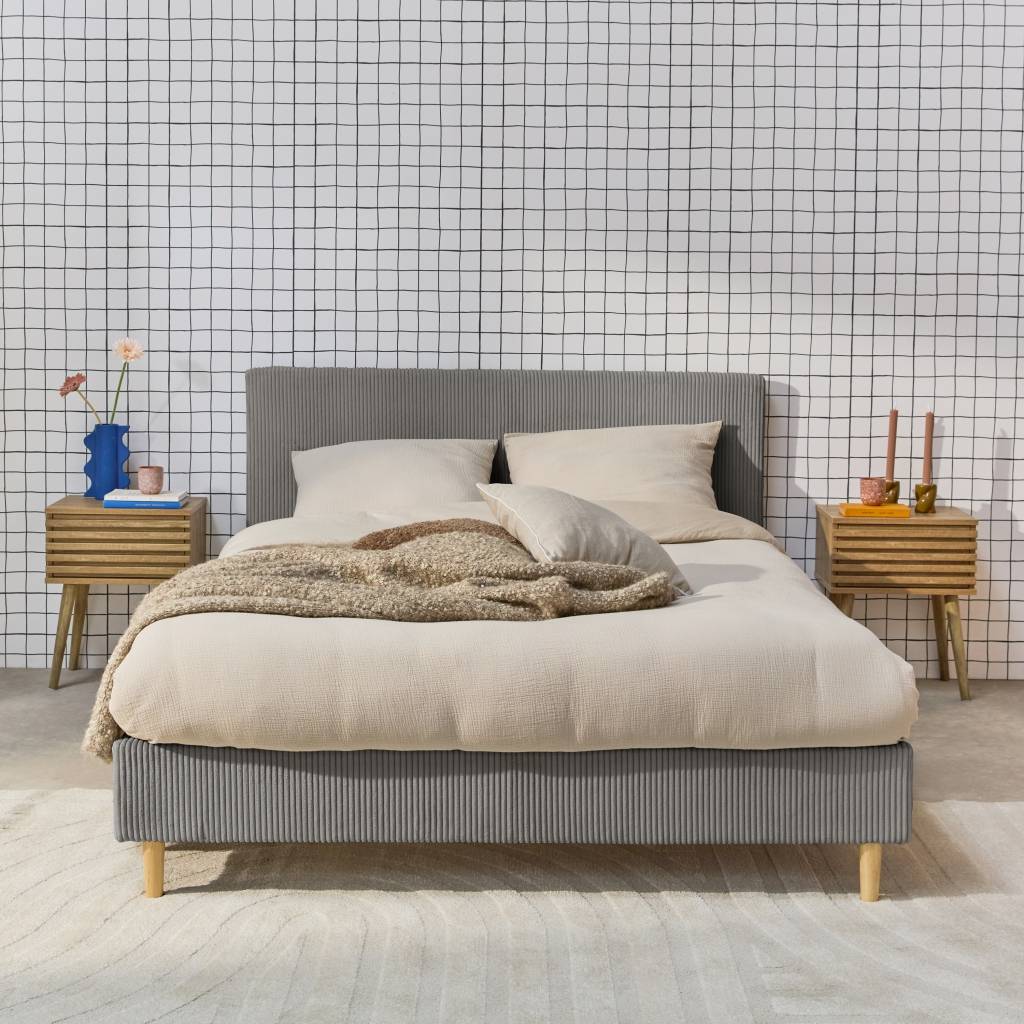 Bedframe Bewerkt Hout Metaal Bruin Eikenkleur 160x200 Cm