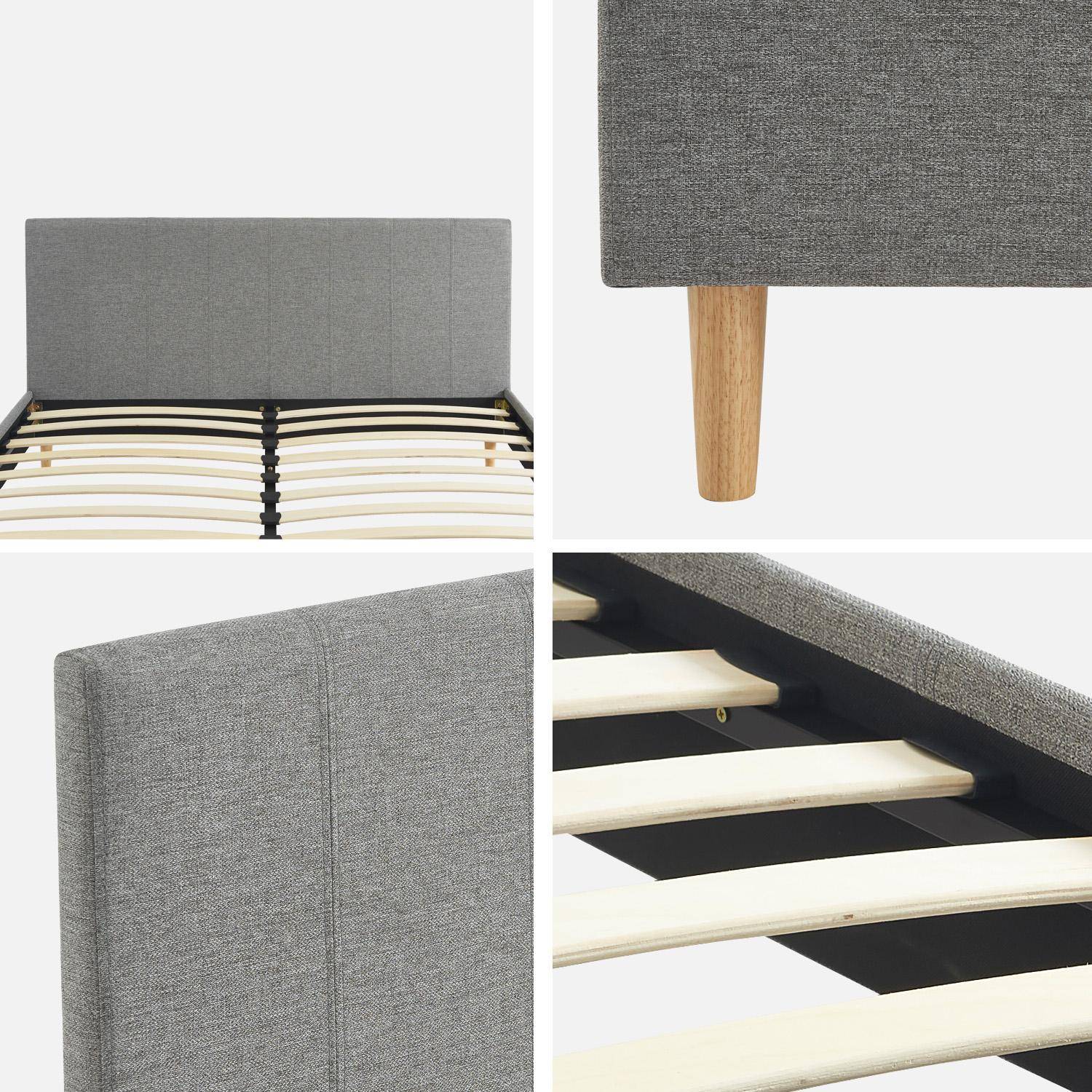 Bed met lattenbodem en hoofdeinde, stoffen afwerking, lichtgrijs, B 211 x D 167,5 x H 89cm,sweeek,Photo4