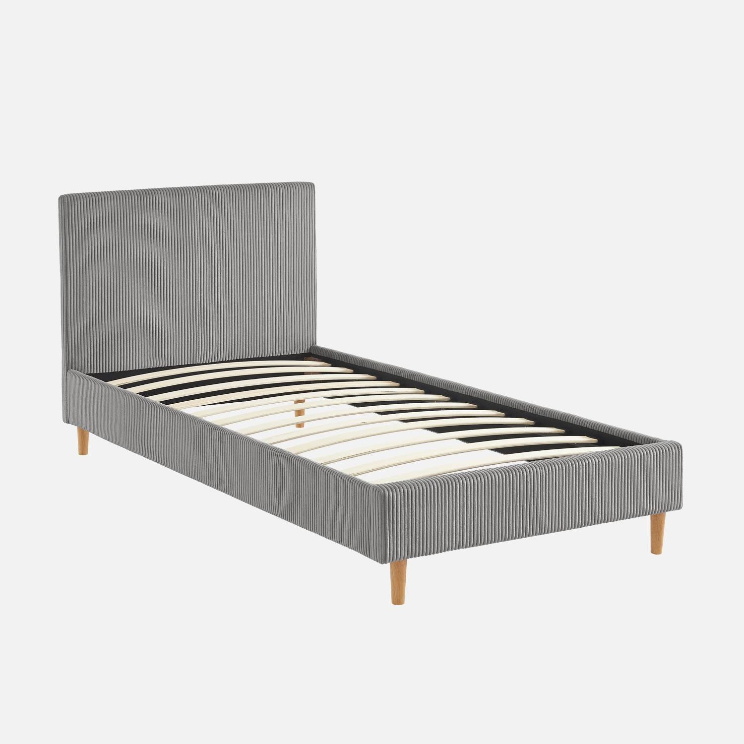 Bed met lattenbodem en hoofdeinde, grijs | sweeek