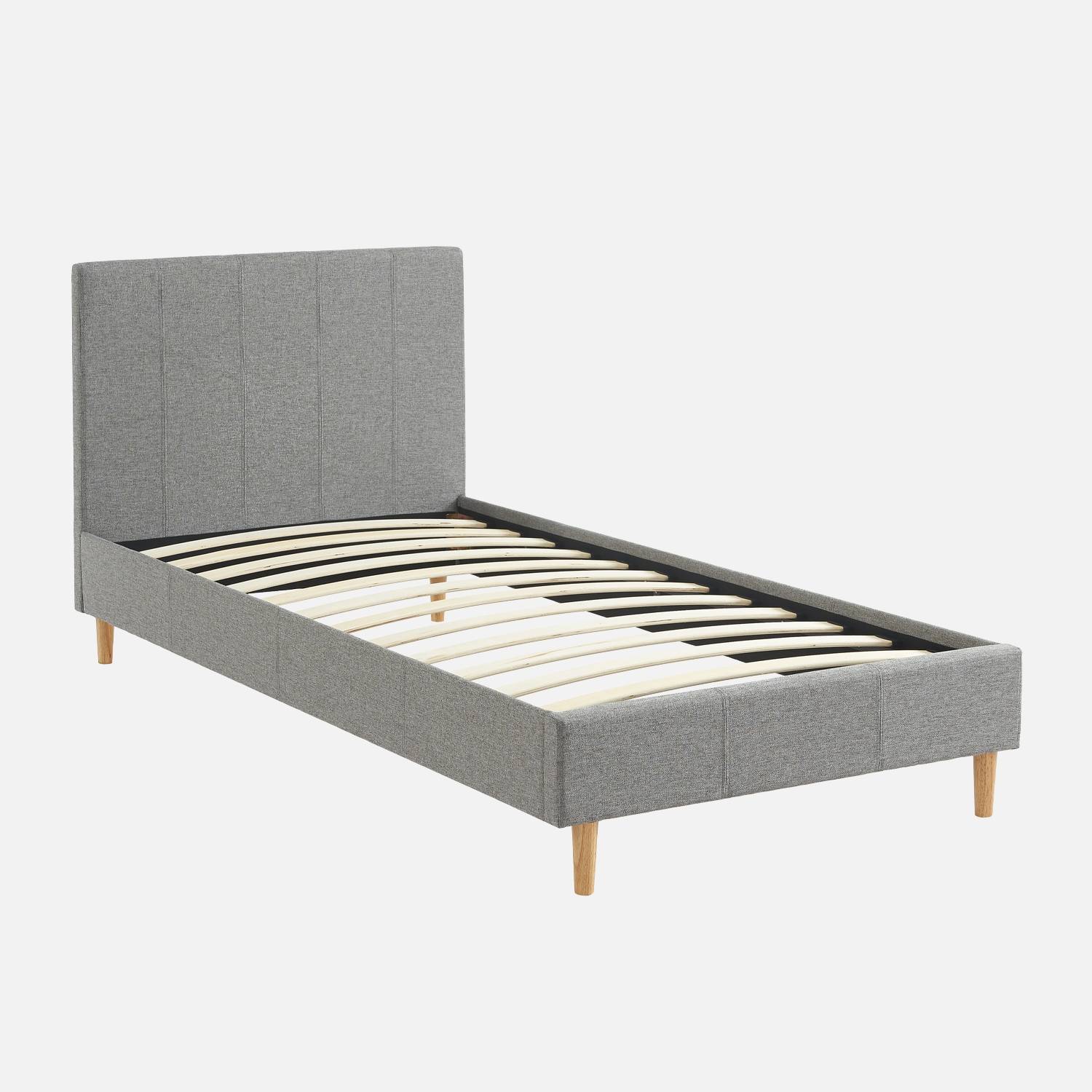 Bed met lattenbodem en hoofdeinde, lichtgrijs | sweeek