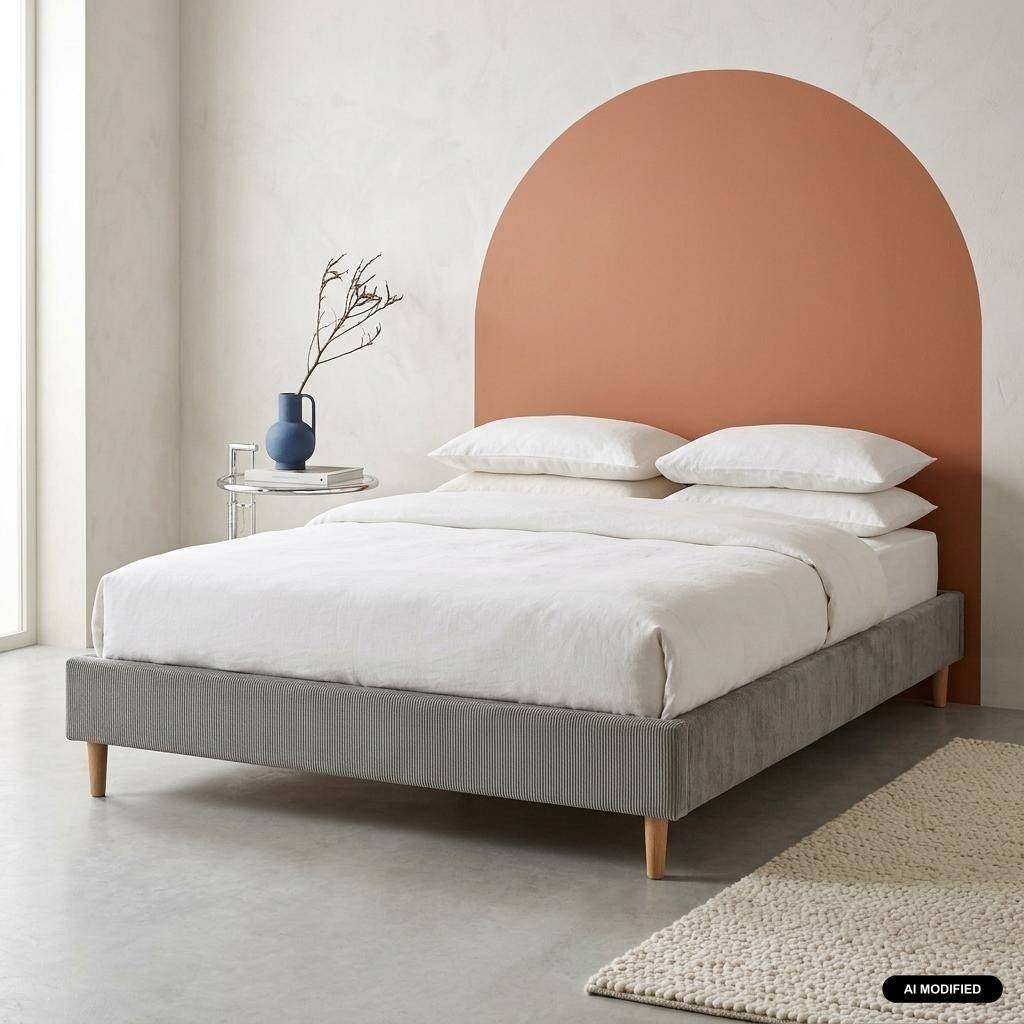 Struttura letto in velluto a coste fini con rete a doghe, 140x190cm, Milton, Grigio, 203x148x30 cm Photo1