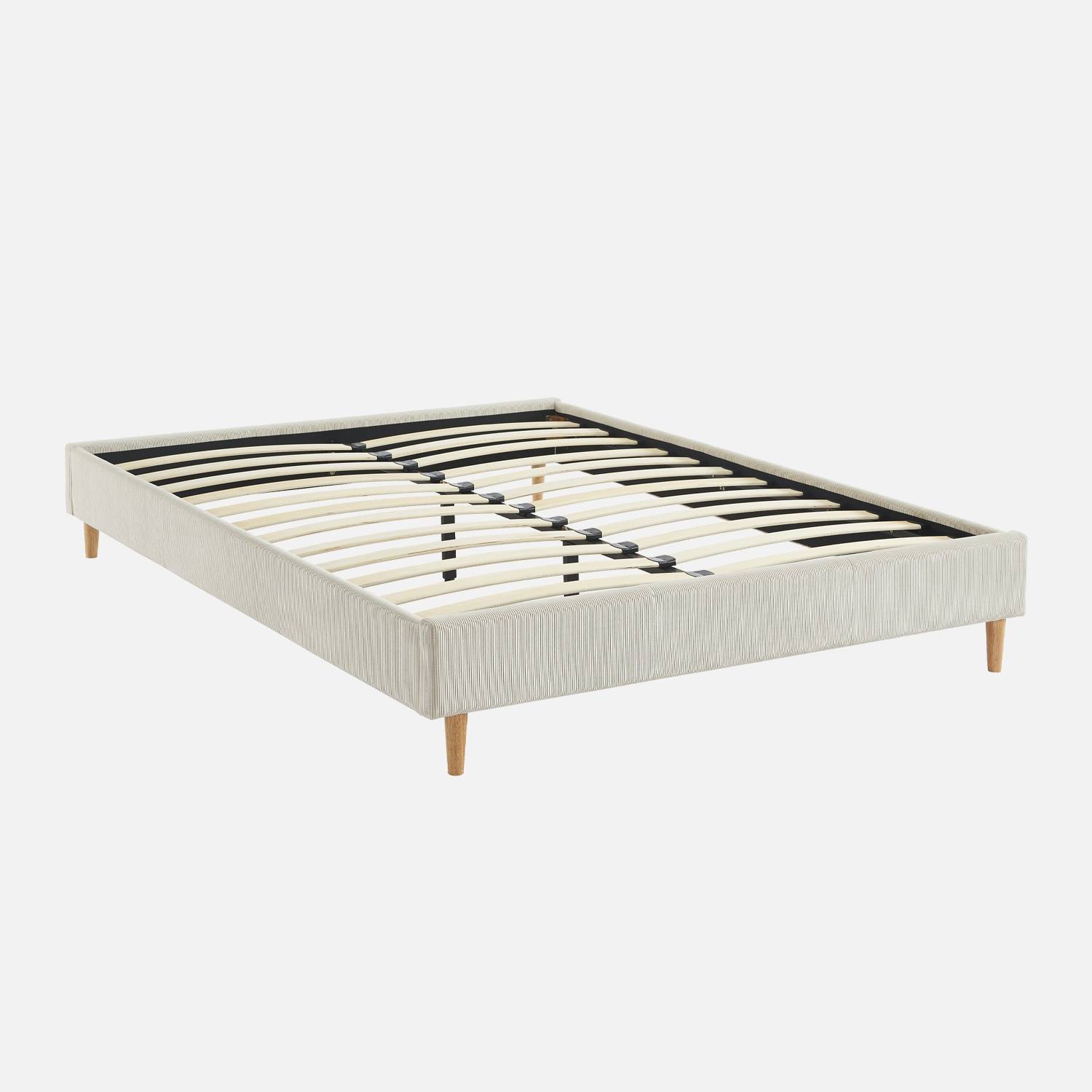 Bed met lattenbodem, wit, corduroy| sweeek