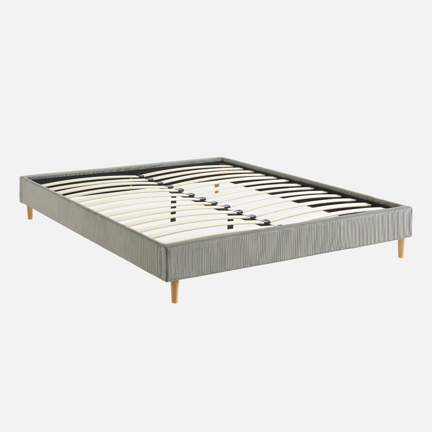 Bed met lattenbodem, grijs, corduroy| sweeek