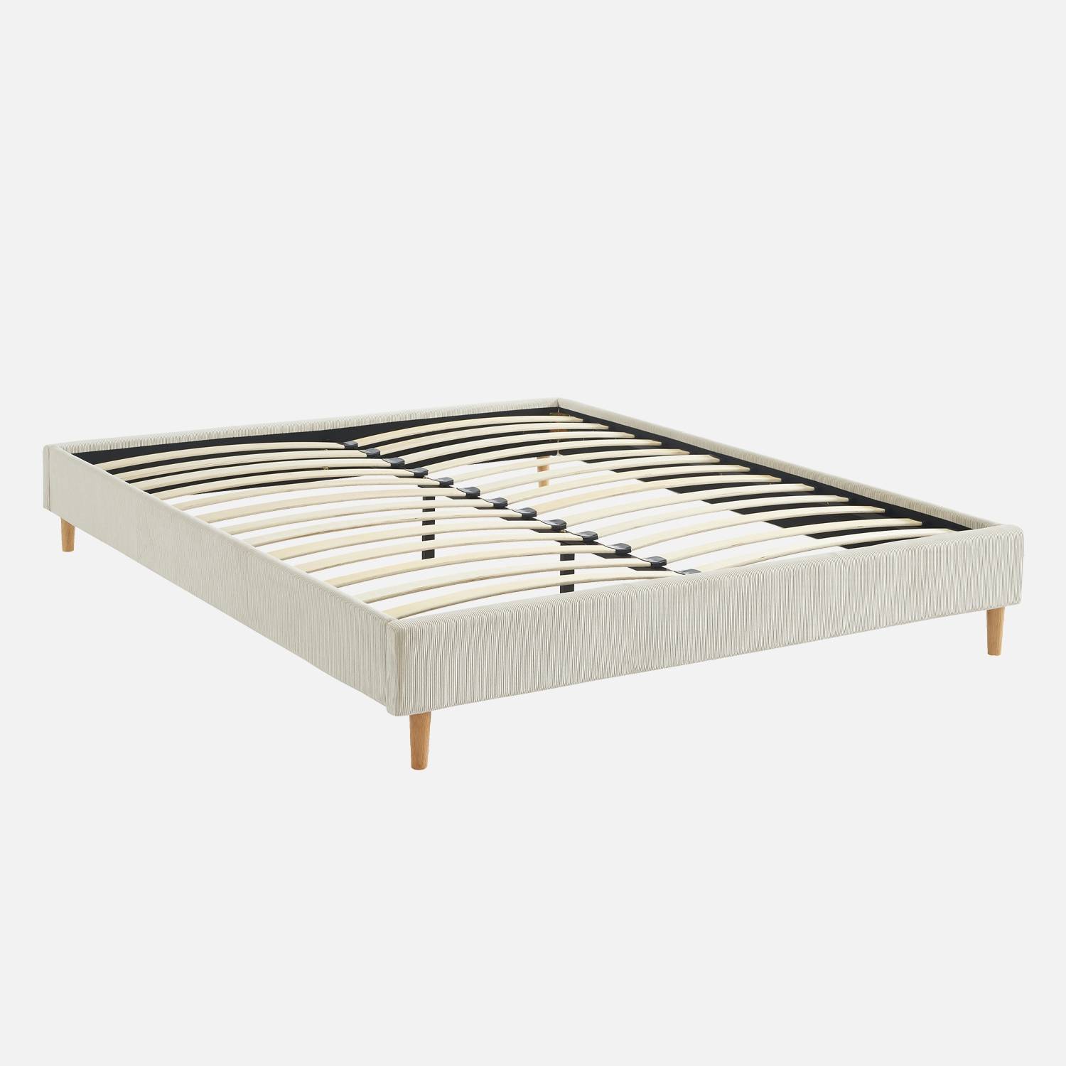 Bed met lattenbodem, wit, corduroy| sweeek