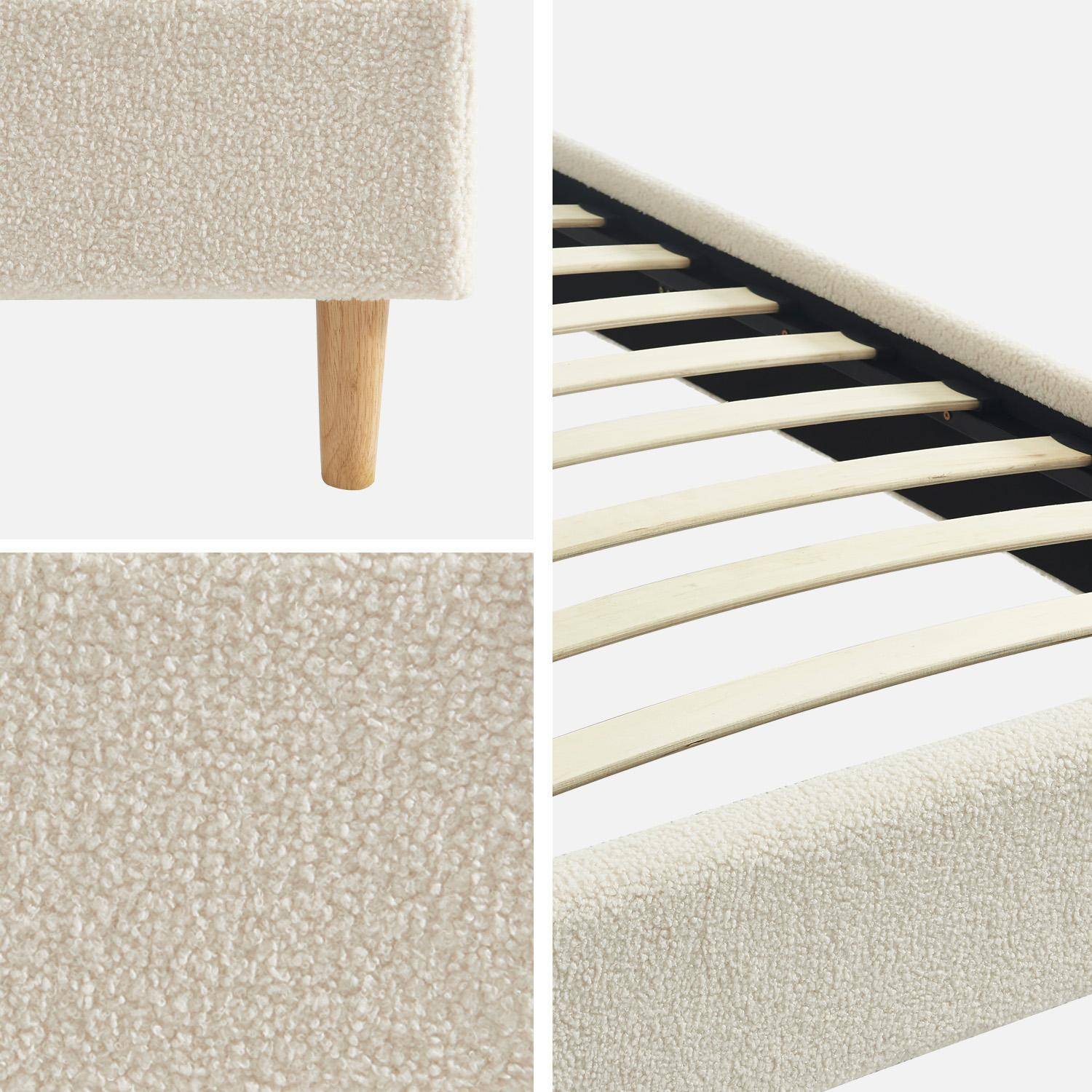 Bed met lattenbodem, bouclé afwerking, wit, B 203 x D 96.5 x H 30cm,sweeek,Photo4