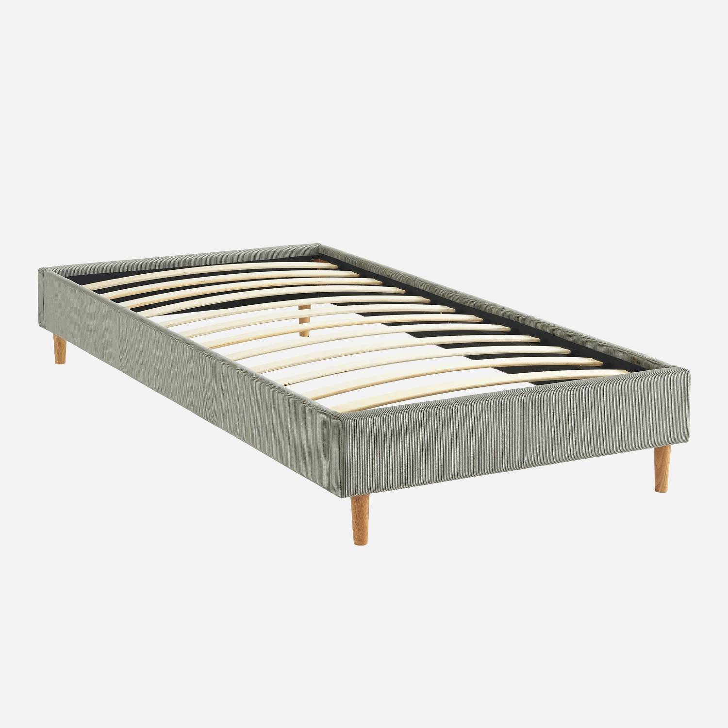 Bed met lattenbodem, grijs, corduroy| sweeek