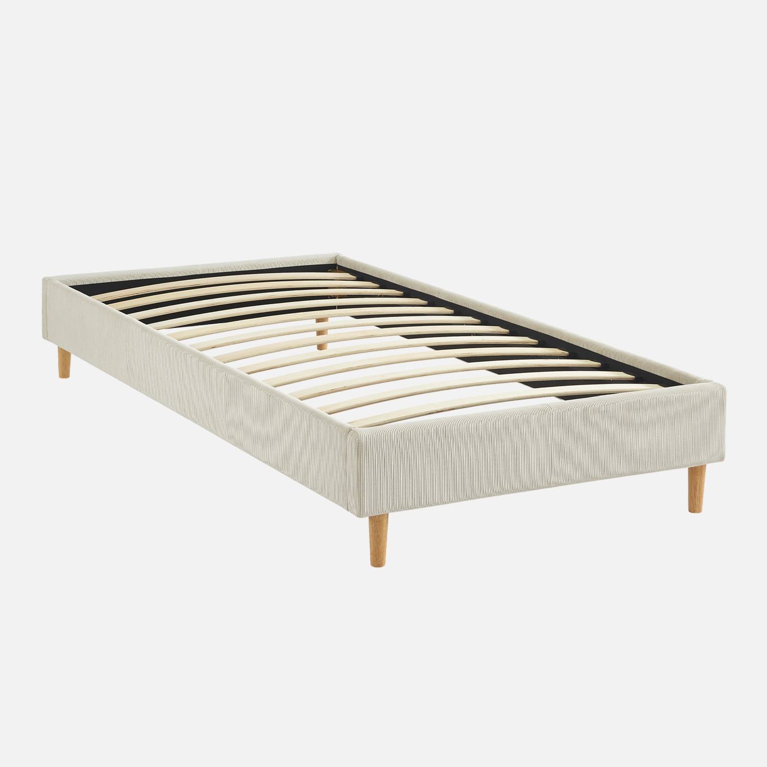 Bed met lattenbodem, wit, corduroy | sweeek