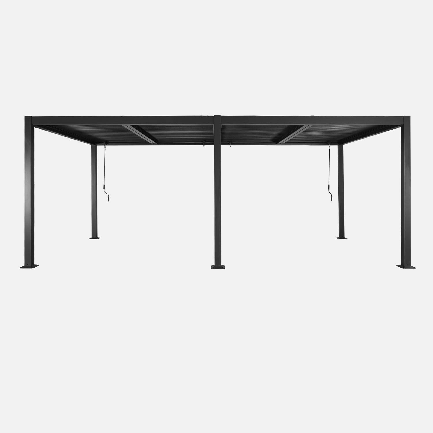 Pergola bioclimatique noir, aluminium et acier, 3x6m, lames orientables Photo3