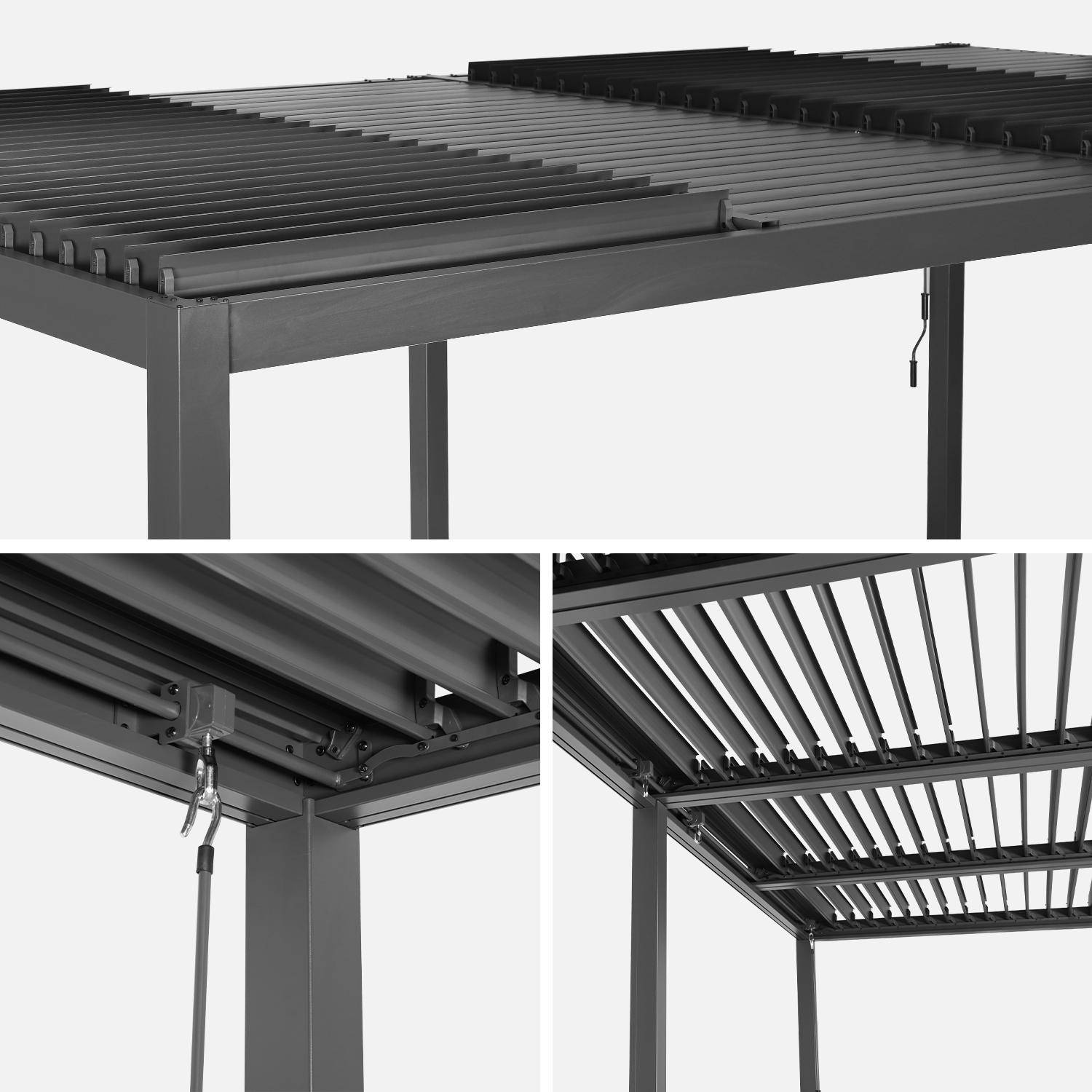 Pergola bioclimatique noir, aluminium et acier, 3x6m, lames orientables Photo4