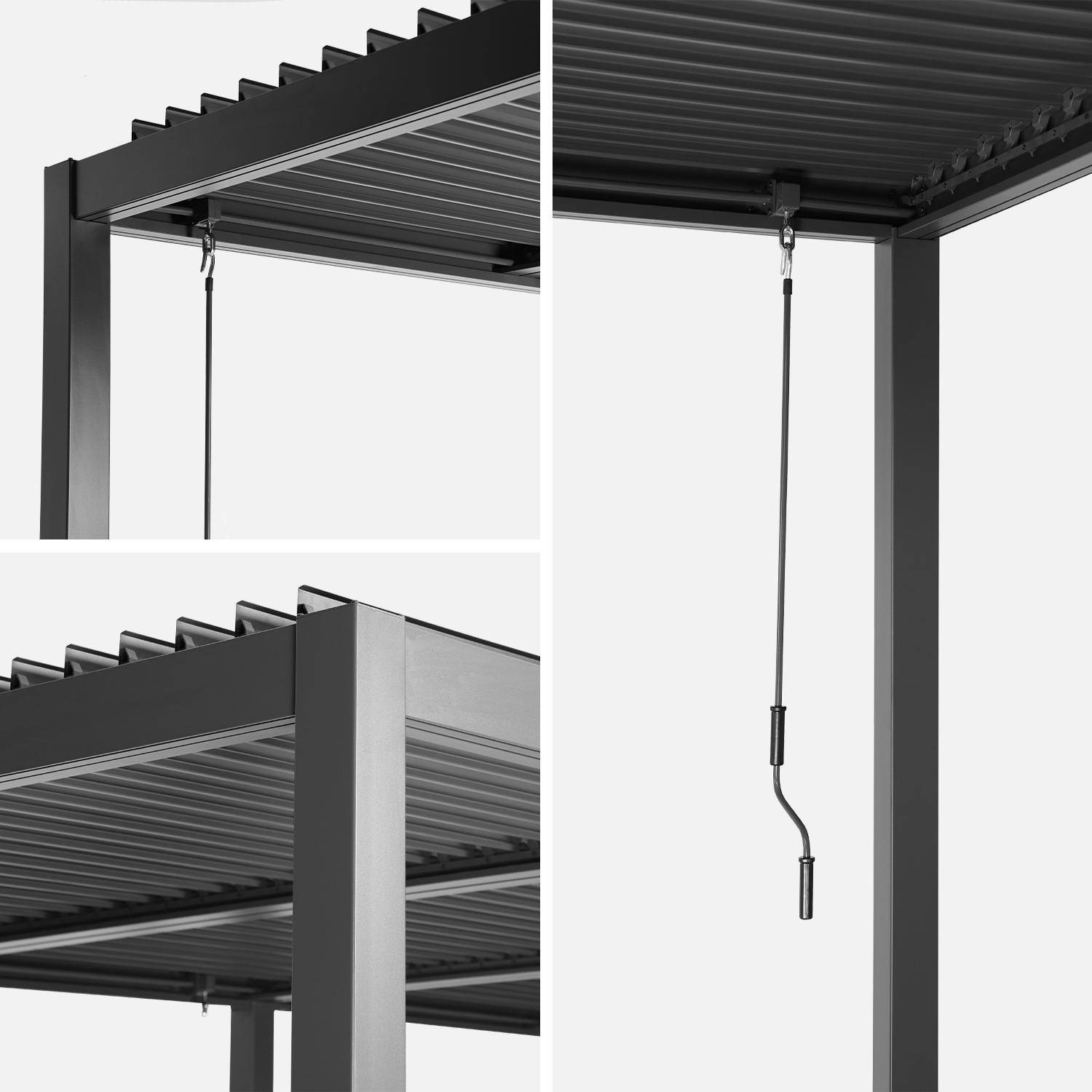 Zwarte bioklimatologische pergola, aluminium en staal, 3x6m, verstelbare lamellen Photo5