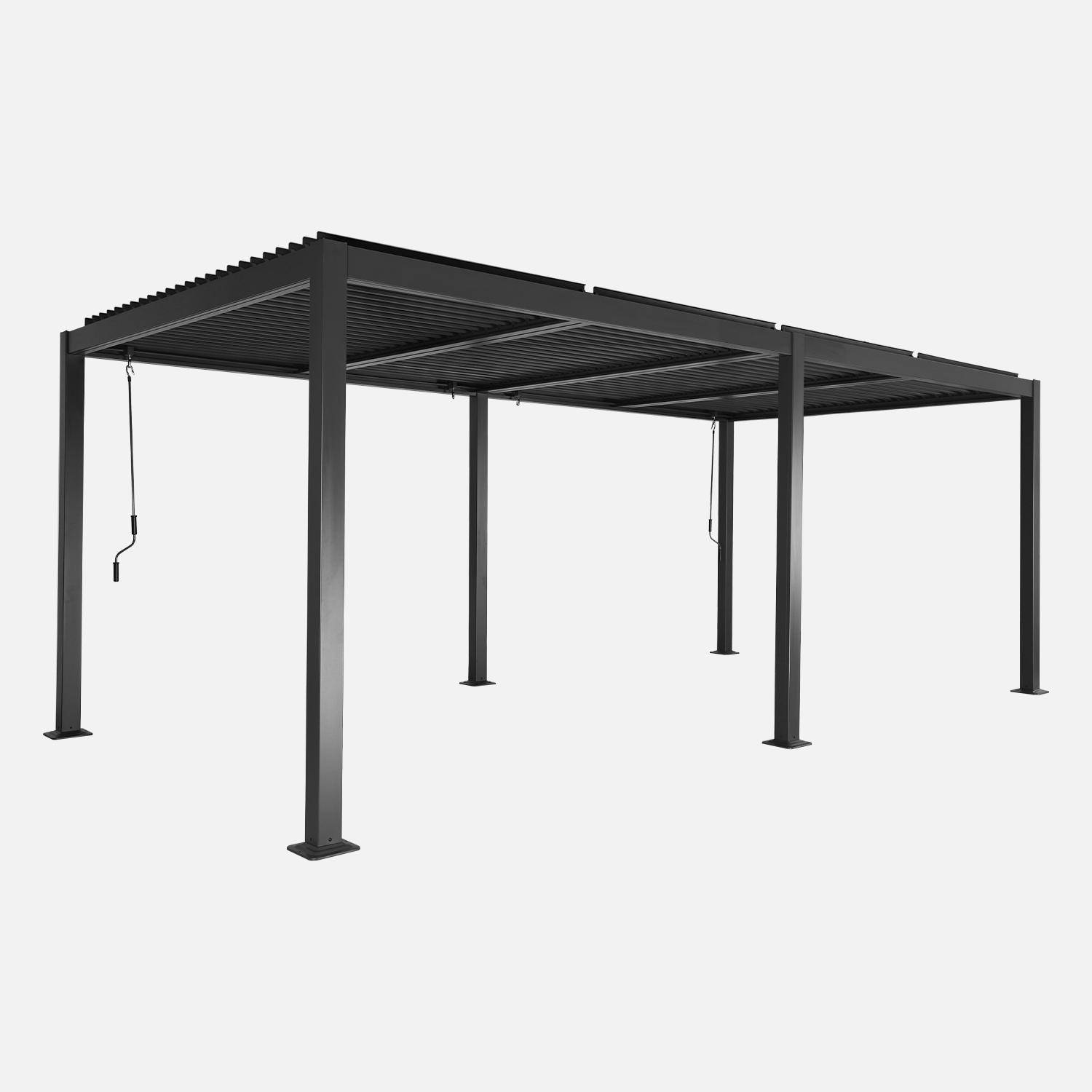 Pergola bioclimatique noir, aluminium et acier, 3x6m, lames orientables Photo2