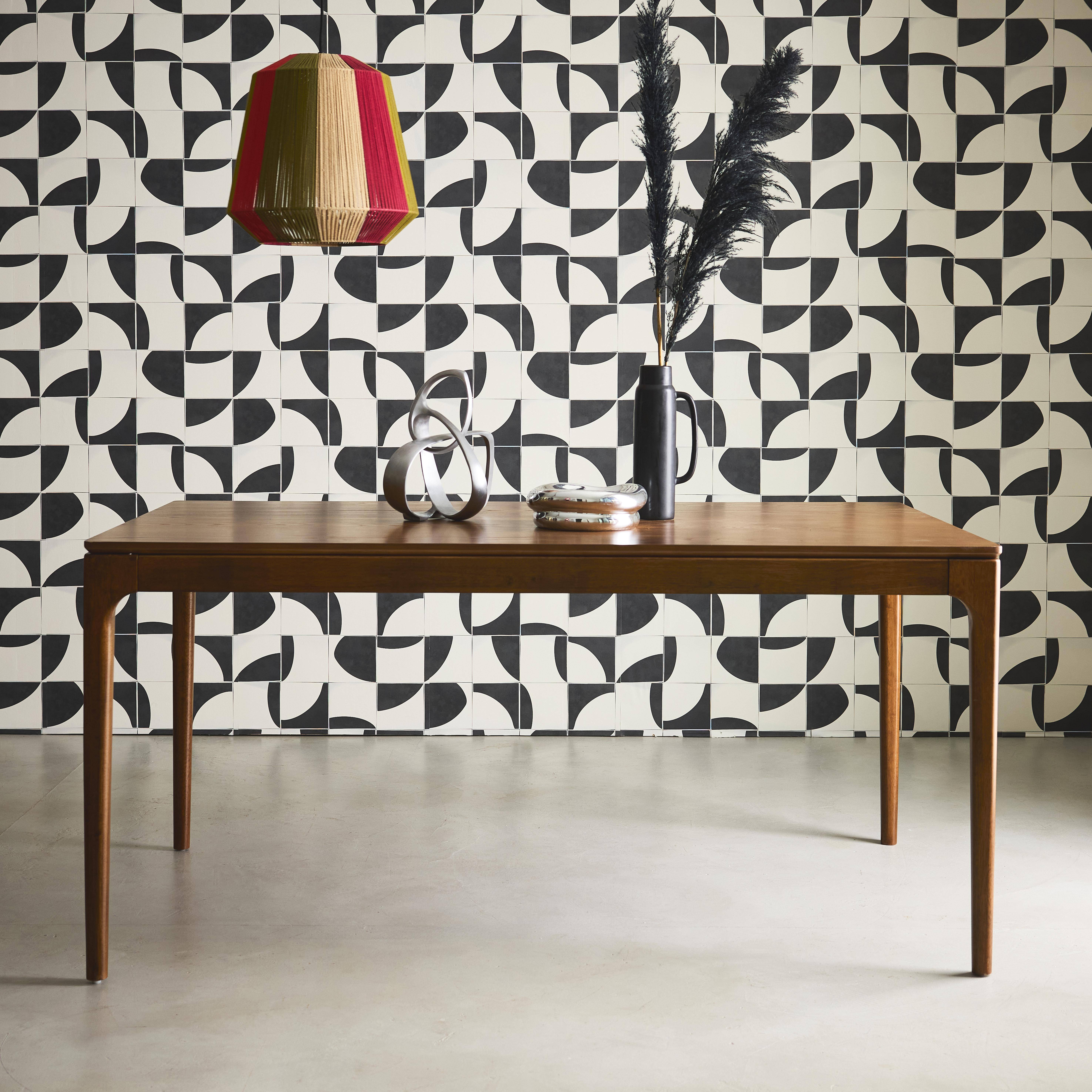 Rectangular dining table in hevea wood and ash veneer, seats 6 Walnut 160x90x76 cm - Elena,sweeek,Photo3