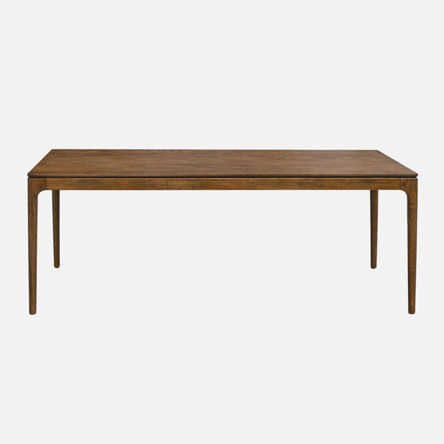 Table à manger rectangulaire en bois d'hévéa et placage frêne, bois teinté noyer, 6-8 personnes,sweeek,Photo5