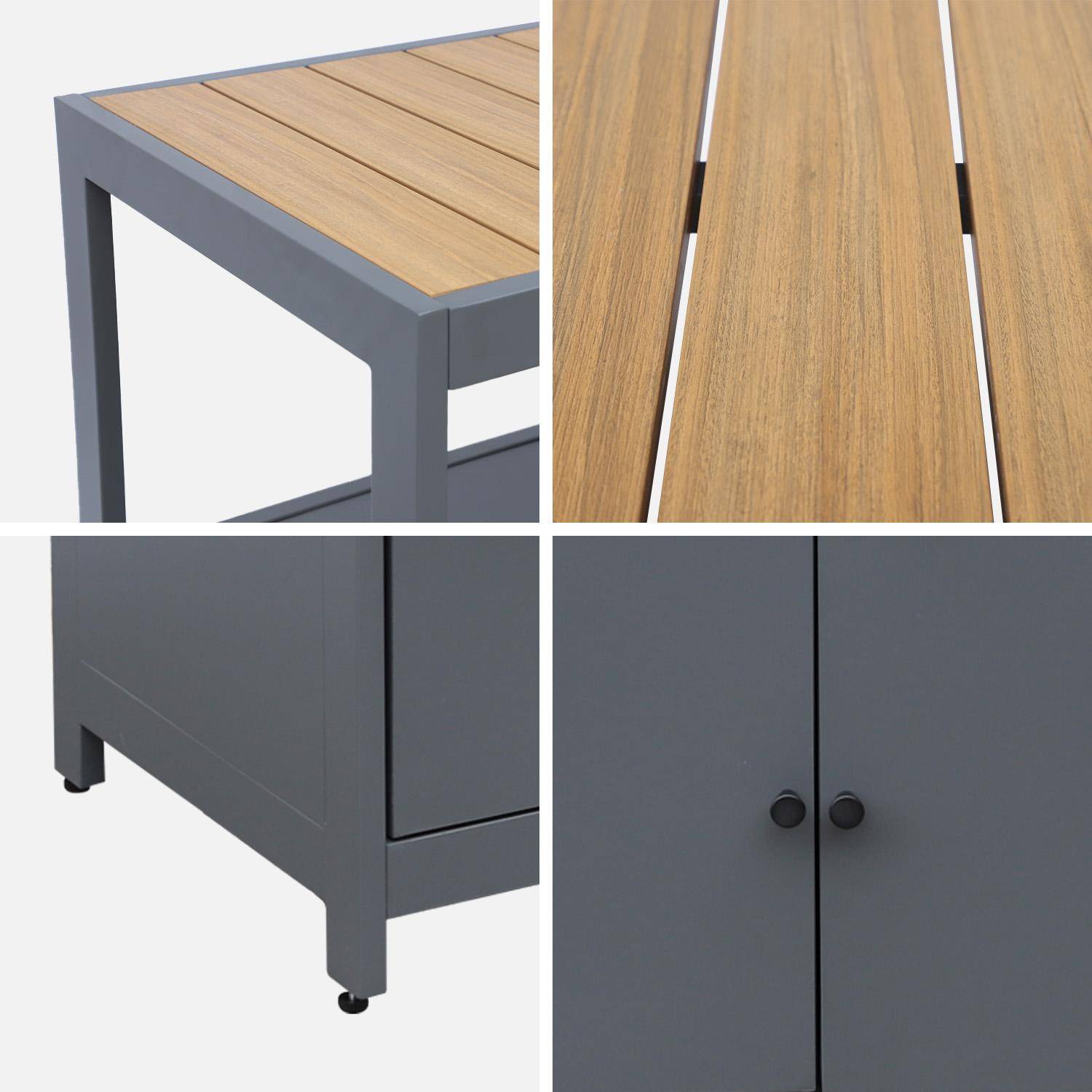 Cocina exterior de aluminio y polywood con 2 puertas, Albi, Antracita, 70x50x91 cm,sweeek,Photo7