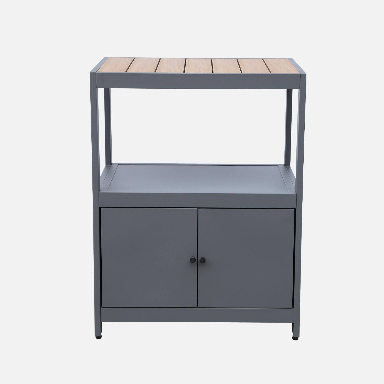 Cocina exterior de aluminio y polywood con 2 puertas, Albi, Antracita, 70x50x91 cm,sweeek,Photo5