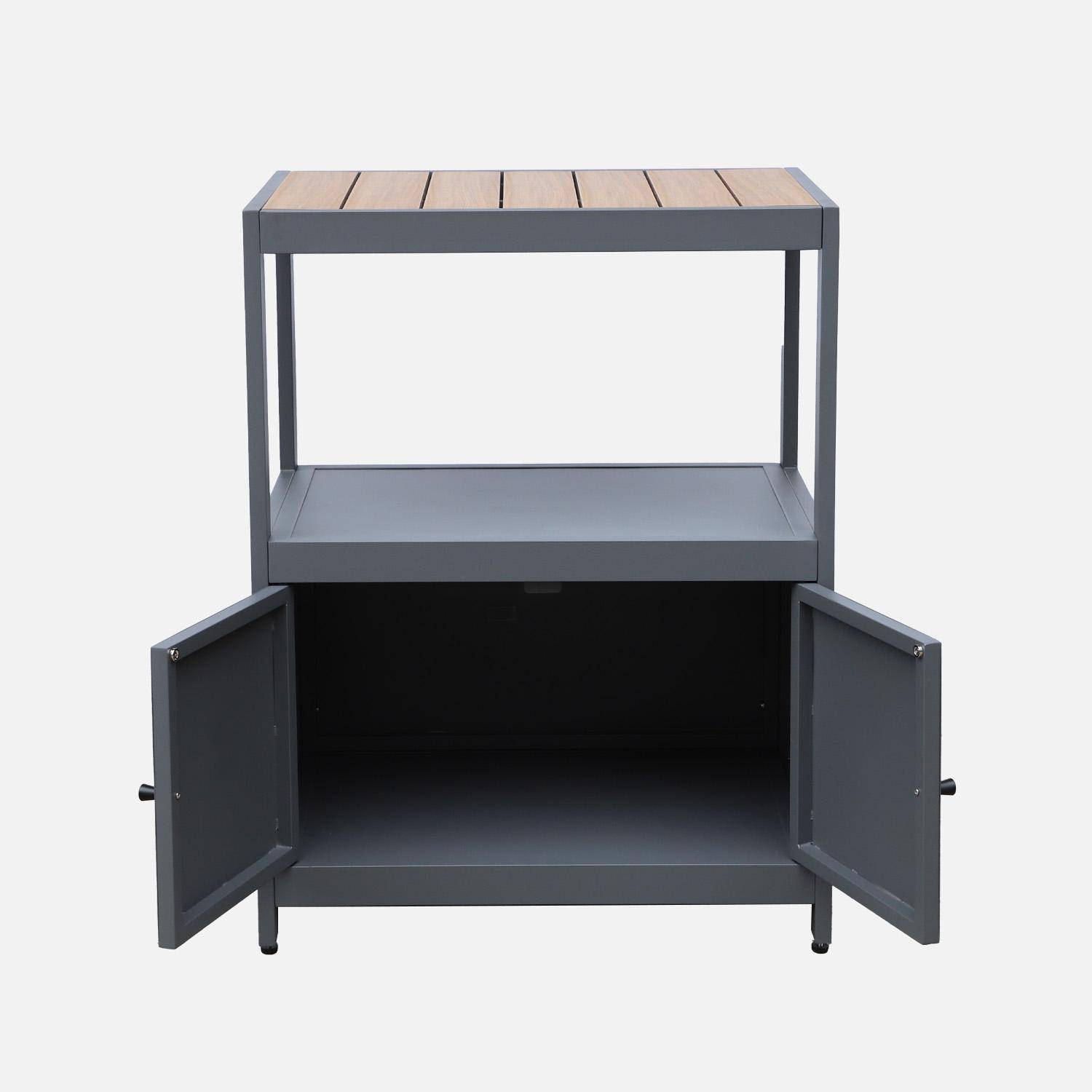 Cocina exterior de aluminio y polywood con 2 puertas, Albi, Antracita, 70x50x91 cm,sweeek,Photo6
