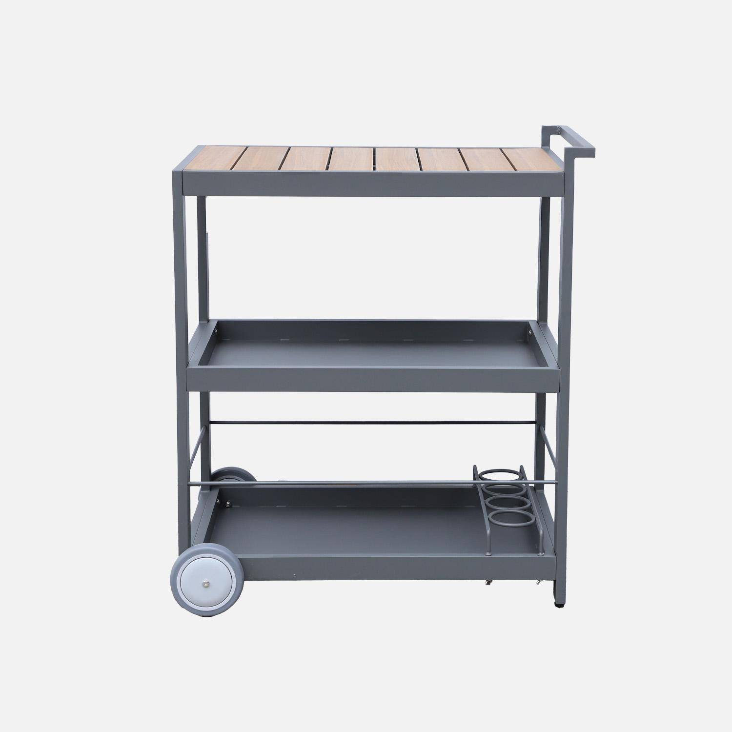 Carrello da cucina in alluminio con ruote e maniglia, 84cm, Albi, Antracite, 84x56x96 cm Photo3