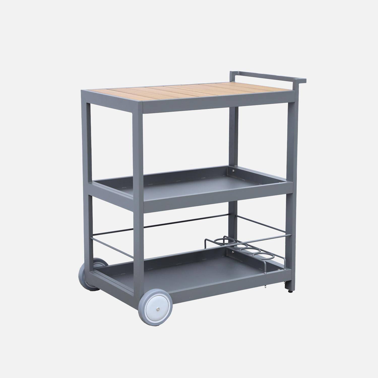 Carrello da cucina in alluminio con ruote e maniglia, 84cm, Albi, Antracite, 84x56x96 cm Photo2