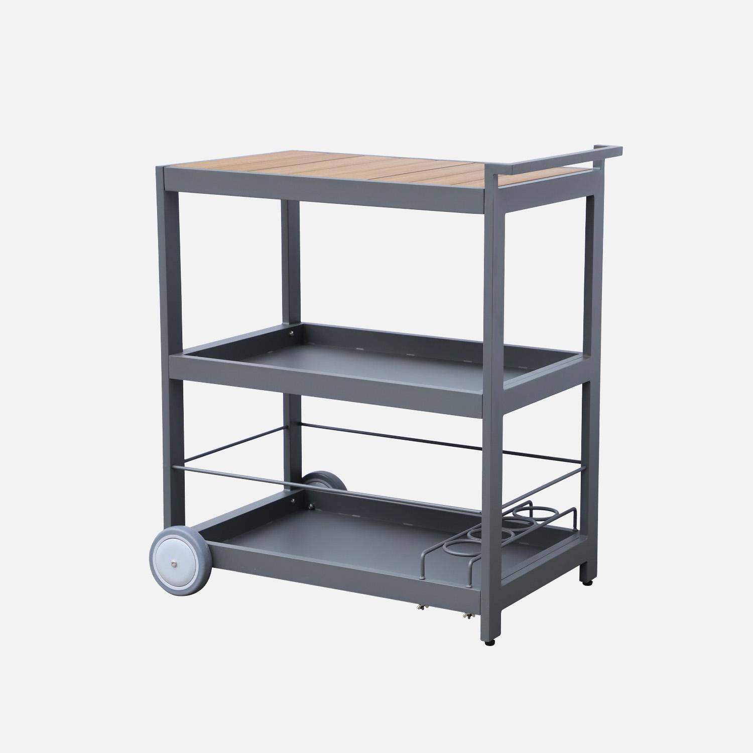 Carrello da cucina in alluminio con ruote e maniglia, 84cm, Albi, Antracite, 84x56x96 cm Photo4