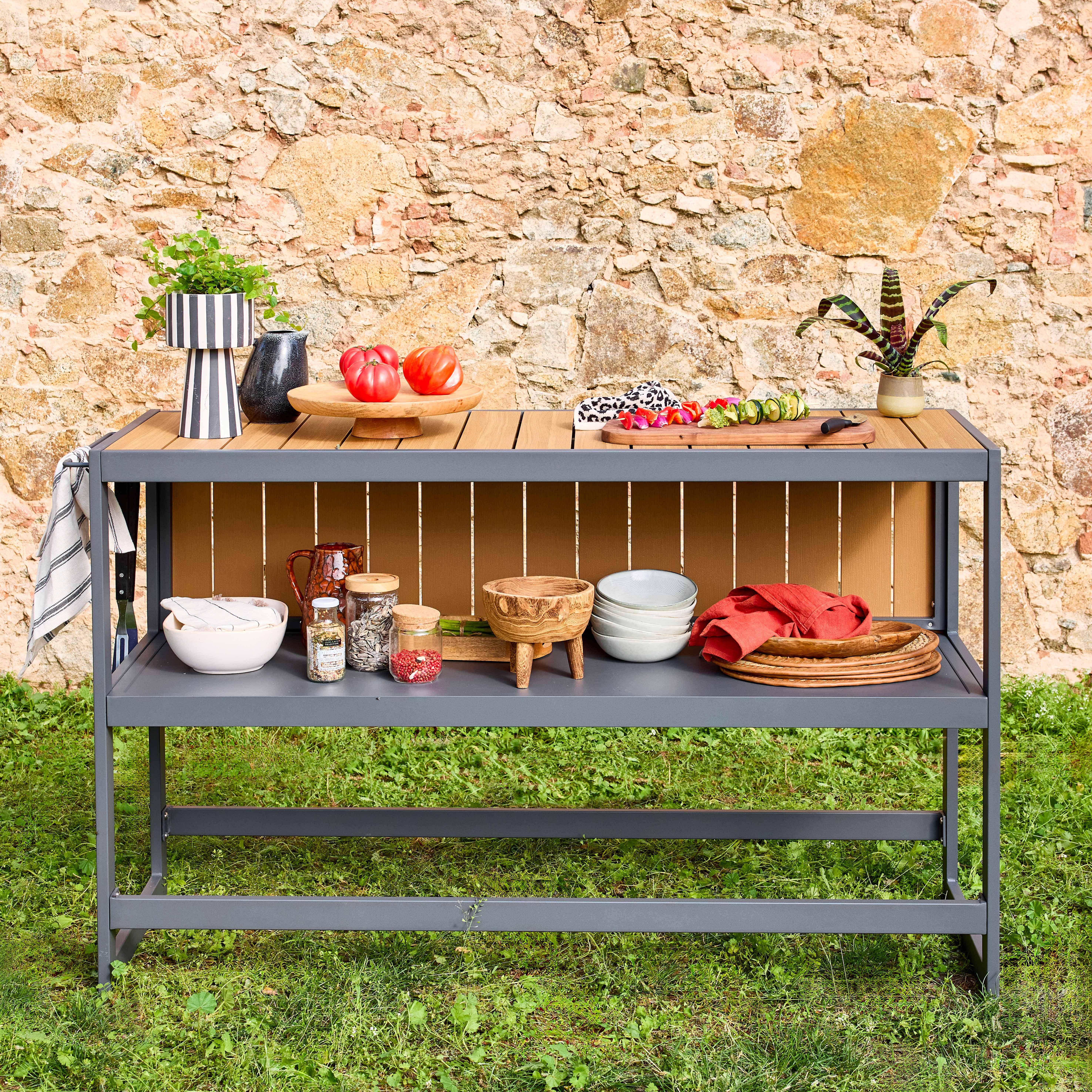 Außentisch aus Aluminium und Polywood ALBI, anthrazit, L 151 x B 50 x H 91 cm Photo2