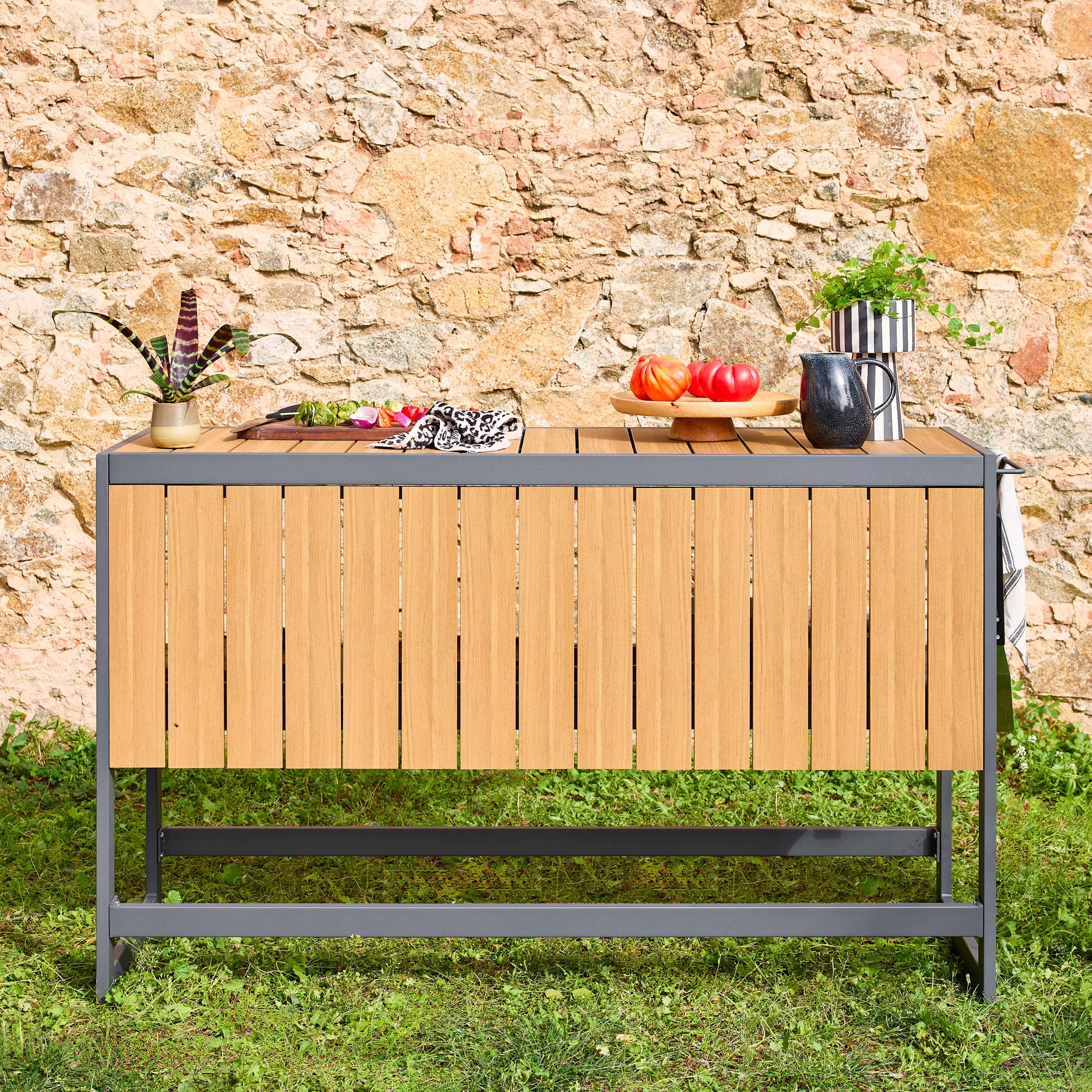 Außentisch aus Aluminium und Polywood ALBI, anthrazit, L 151 x B 50 x H 91 cm Photo1